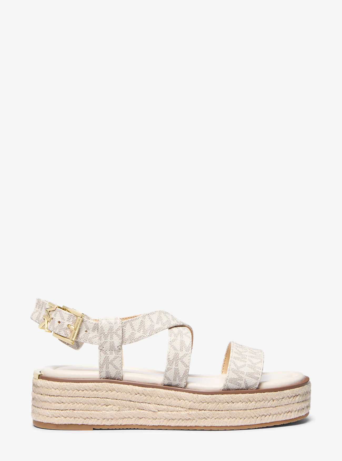 Michael Kors Espadrille-sandaal Lynn met plateauzool en kenmerkend logo VANILLE Outlet