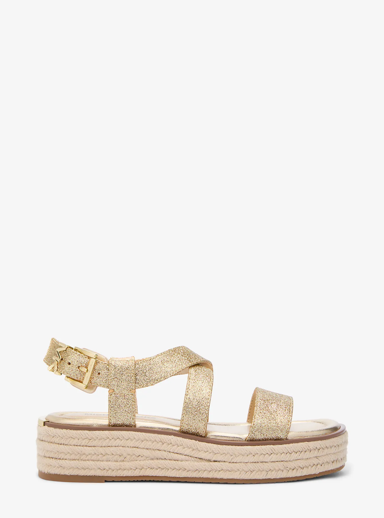 Michael Kors Espadrille-sandaal Lynn van metallic leer met plateauzool LICHTGOUD New