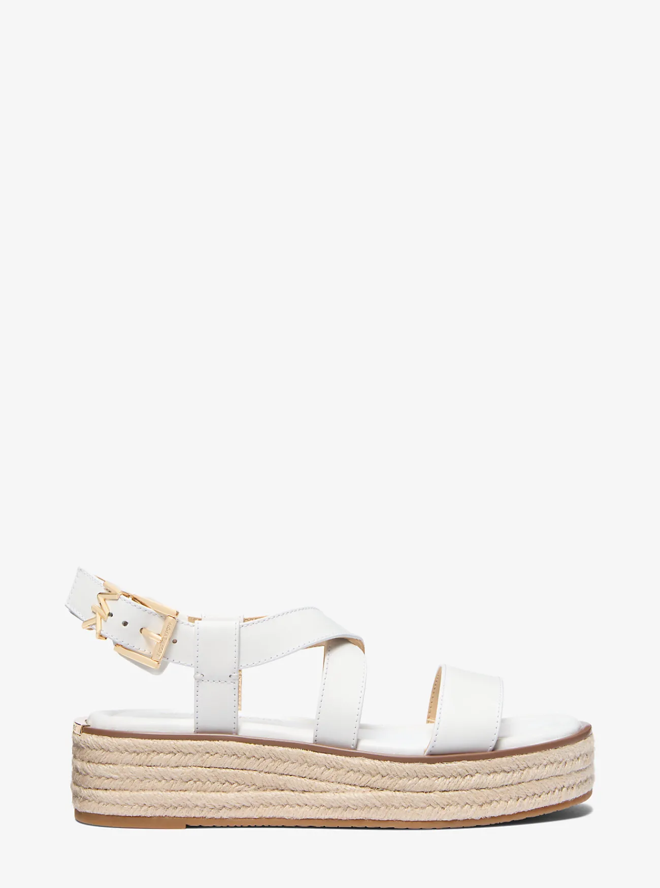 Michael Kors Espadrille-sandaal Lynn van leer met plateauzool OPTISCHWIT New