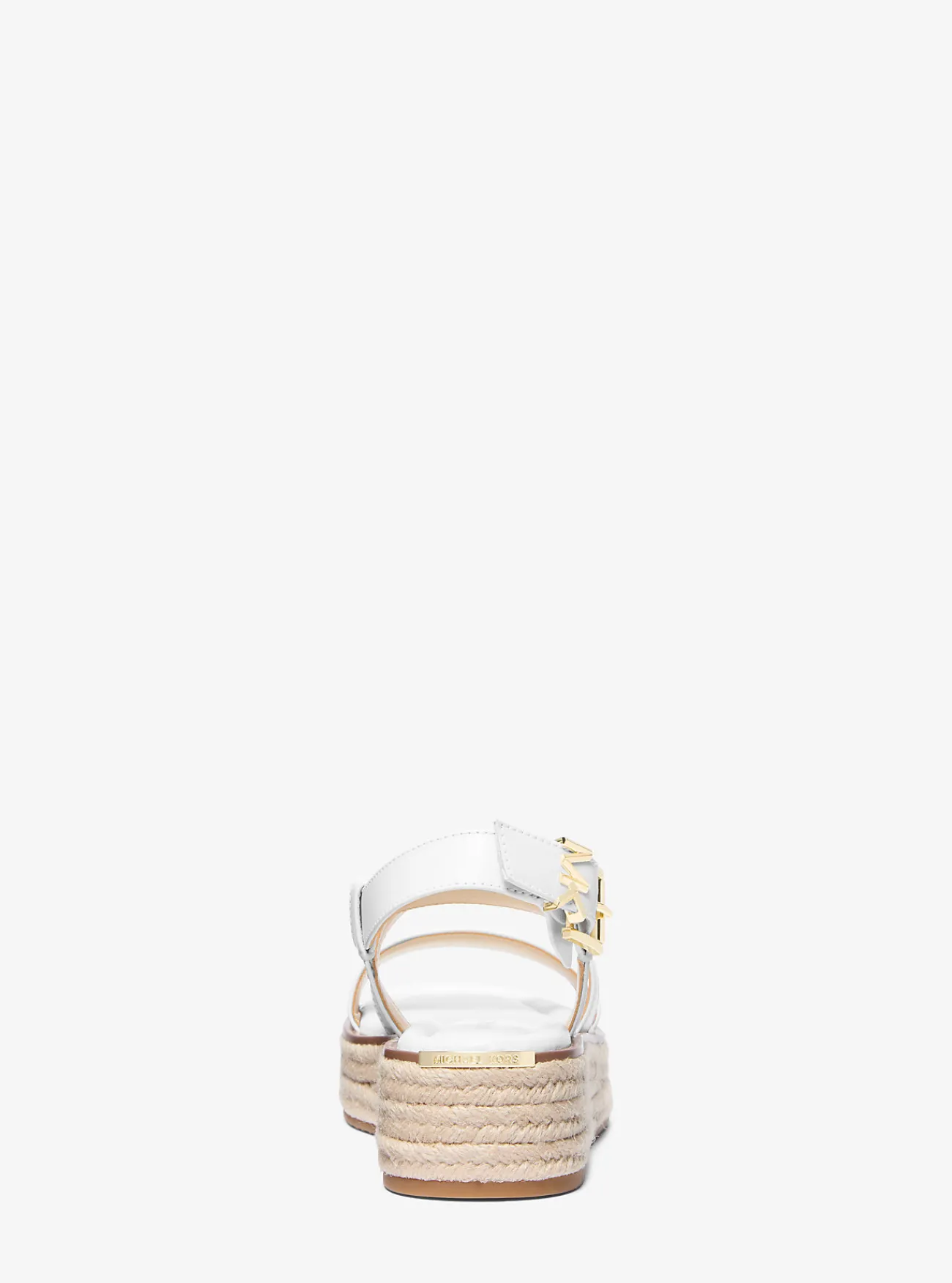 Michael Kors Espadrille-sandaal Lynn van leer met plateauzool OPTISCHWIT New