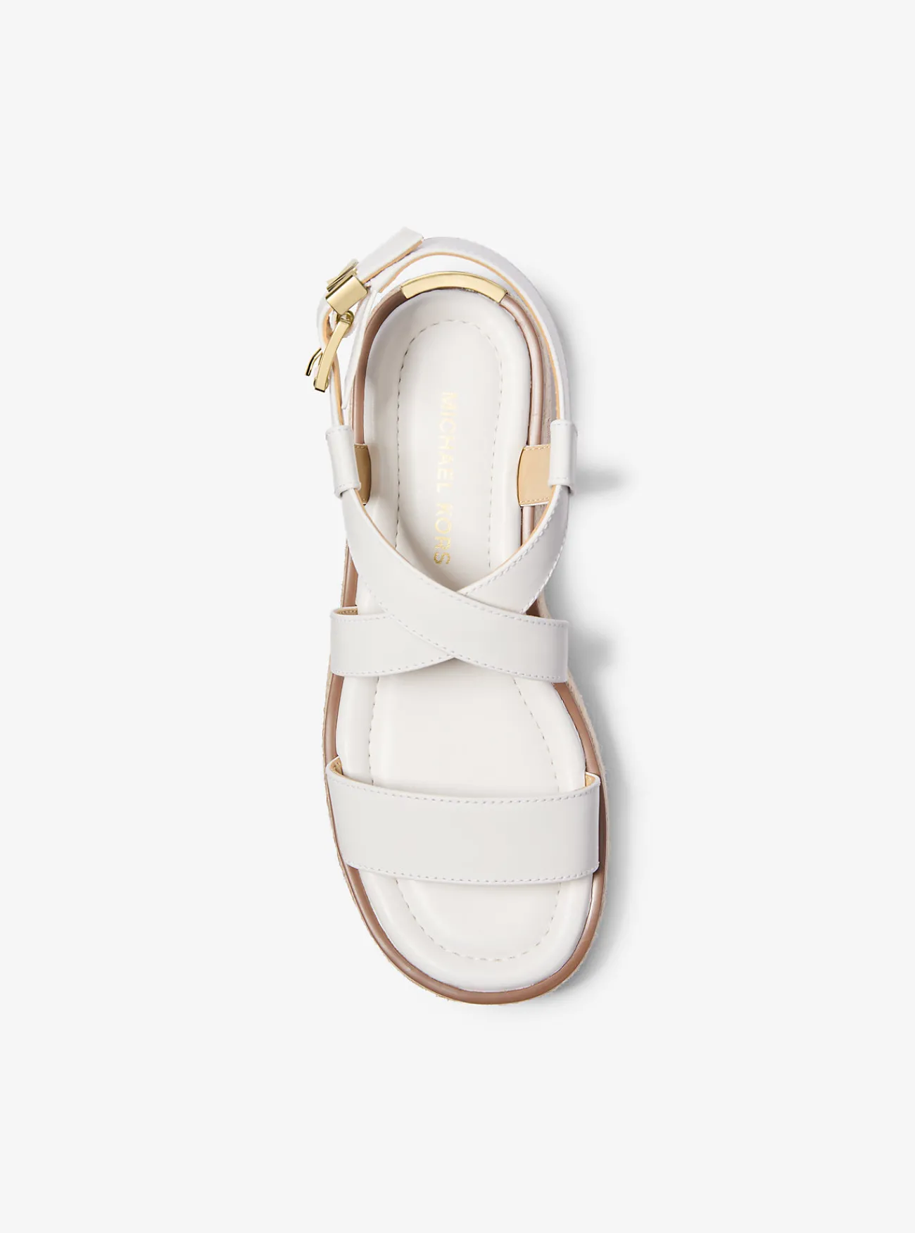 Michael Kors Espadrille-sandaal Lynn van leer met plateauzool OPTISCHWIT New