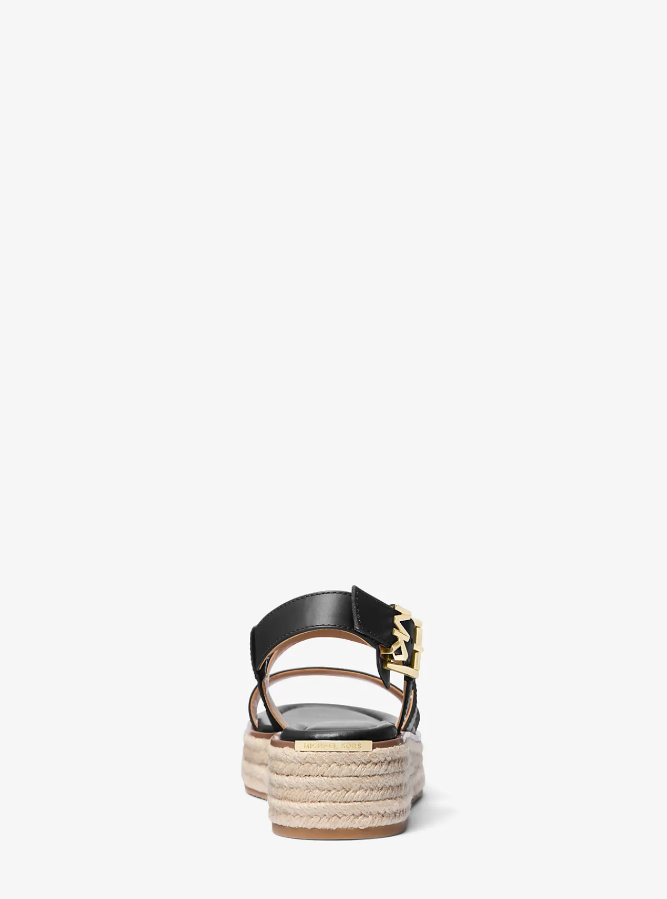 Michael Kors Espadrille-sandaal Lynn van leer met plateauzool ZWART Discount
