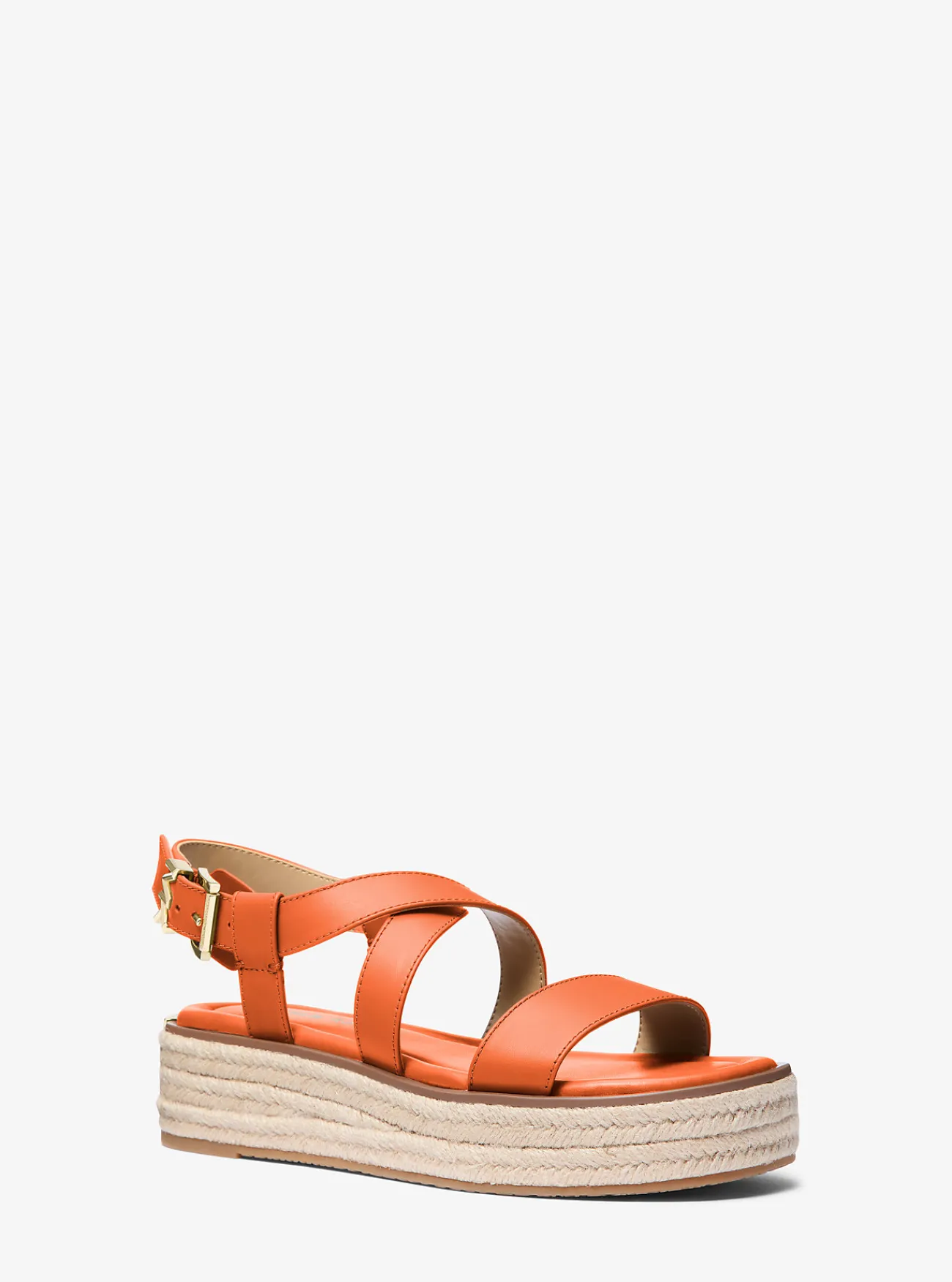 Michael Kors Espadrille-sandaal Lynn van leer met plateauzool Online