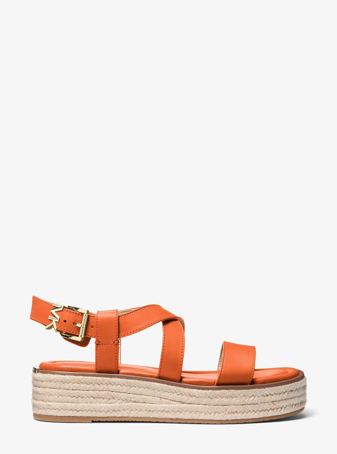 Michael Kors Espadrille-sandaal Lynn van leer met plateauzool Online