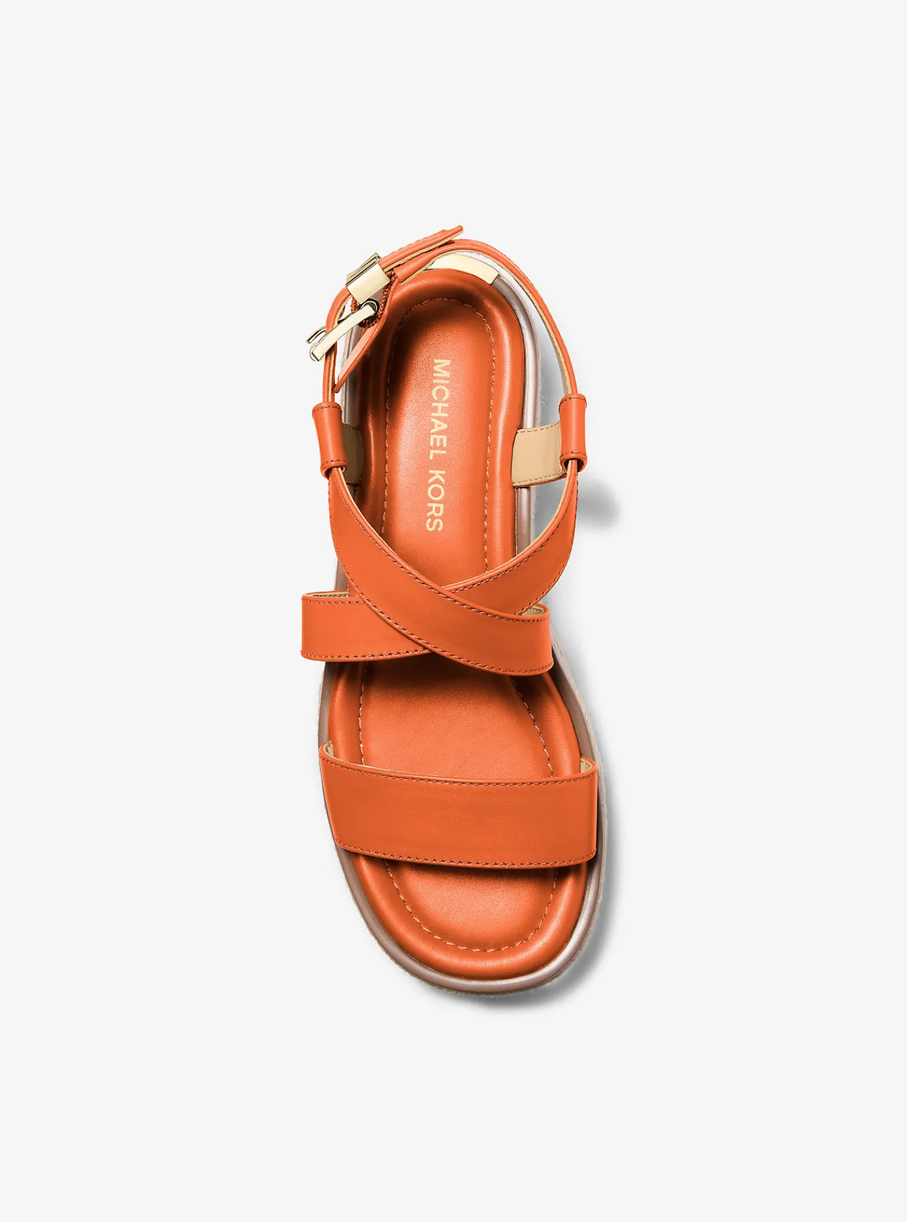 Michael Kors Espadrille-sandaal Lynn van leer met plateauzool Online