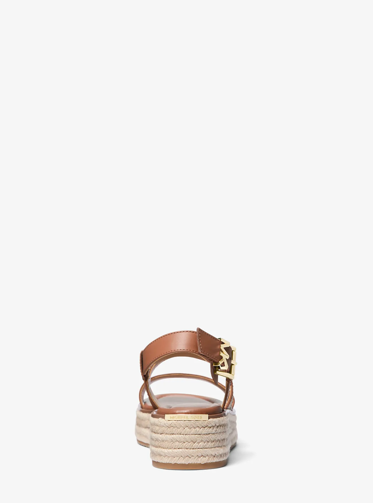 Michael Kors Espadrille-sandaal Lynn van leer met plateauzool LUGGAGE Online
