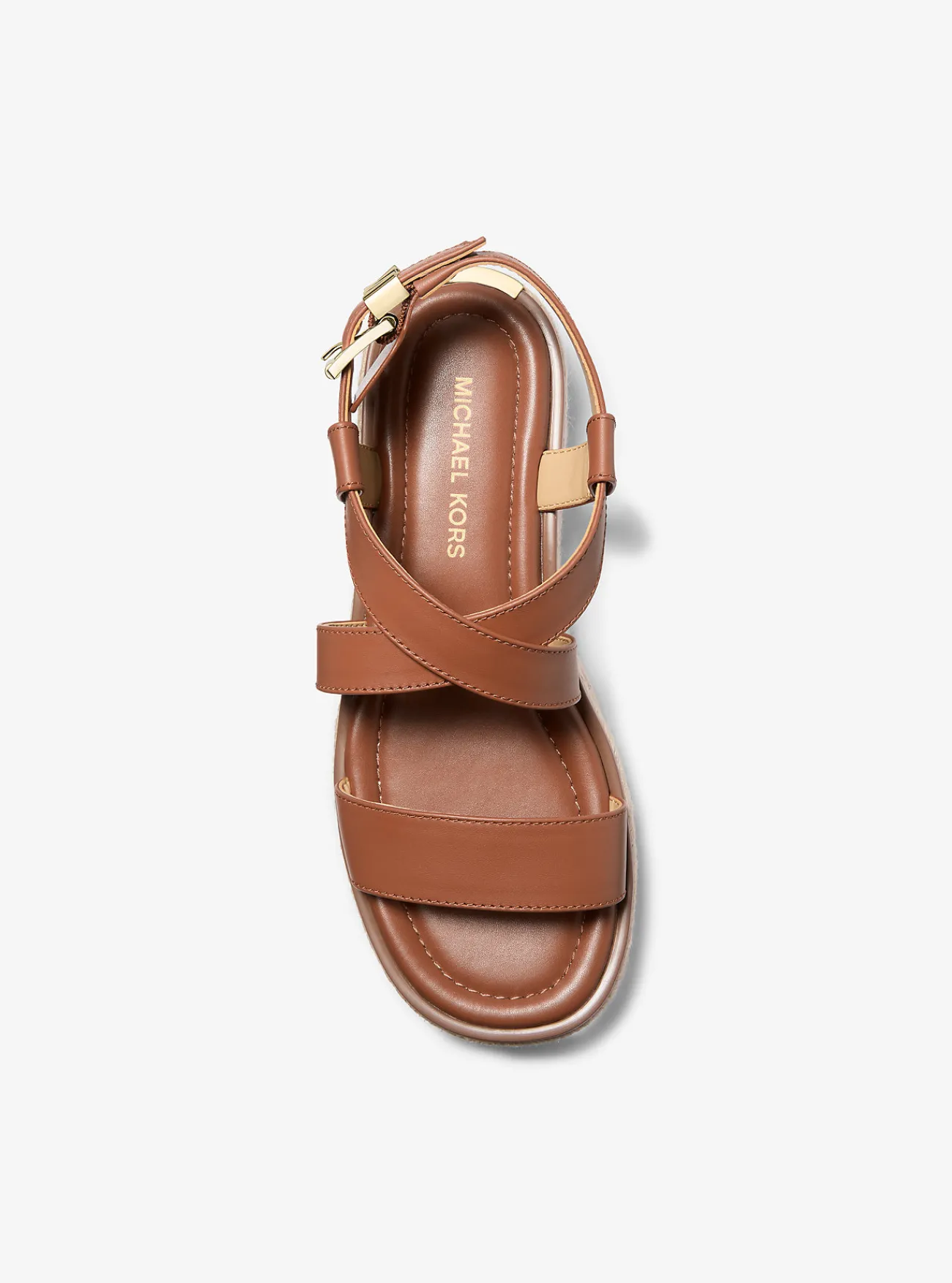 Michael Kors Espadrille-sandaal Lynn van leer met plateauzool LUGGAGE Online