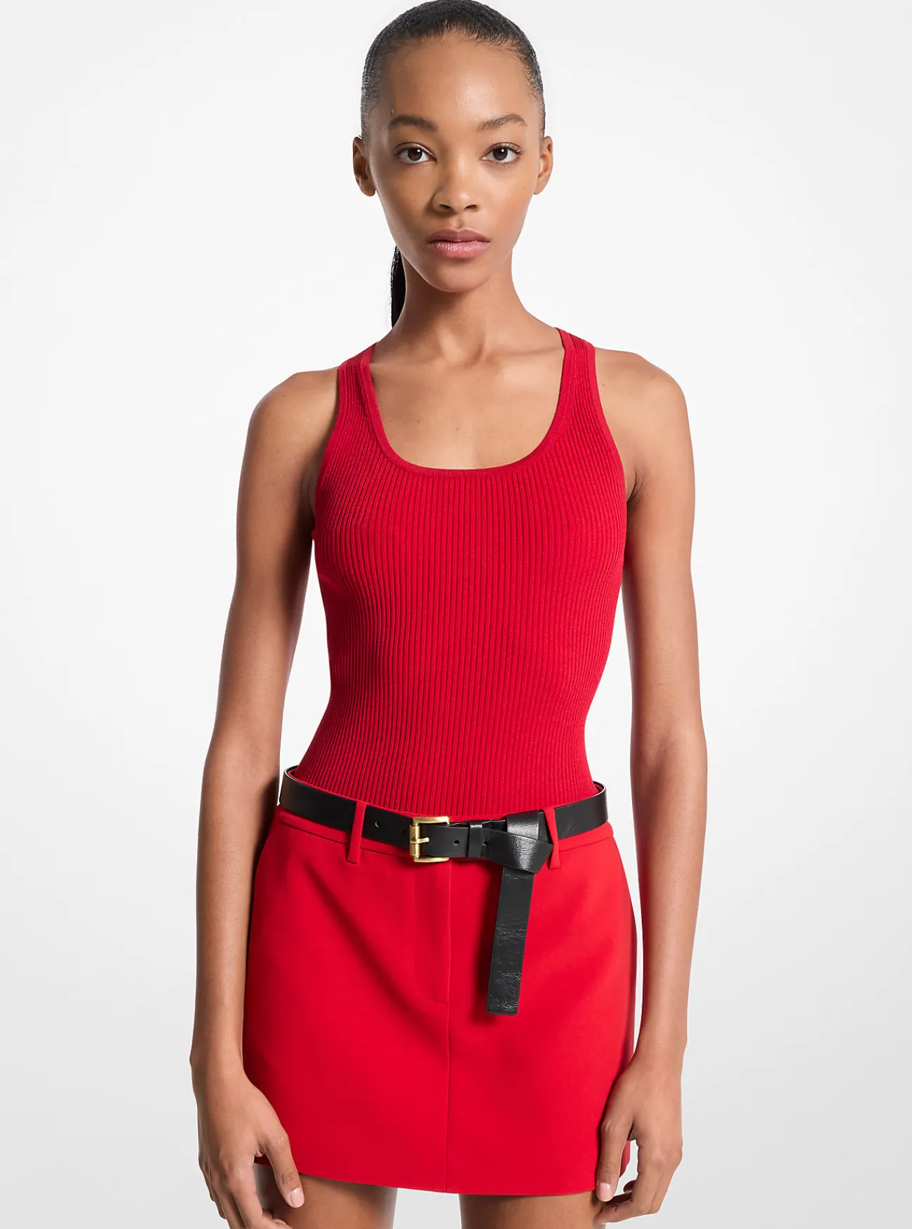 Michael Kors Geribde tanktop met lage ronde hals KARMOZIJNROOD Hot