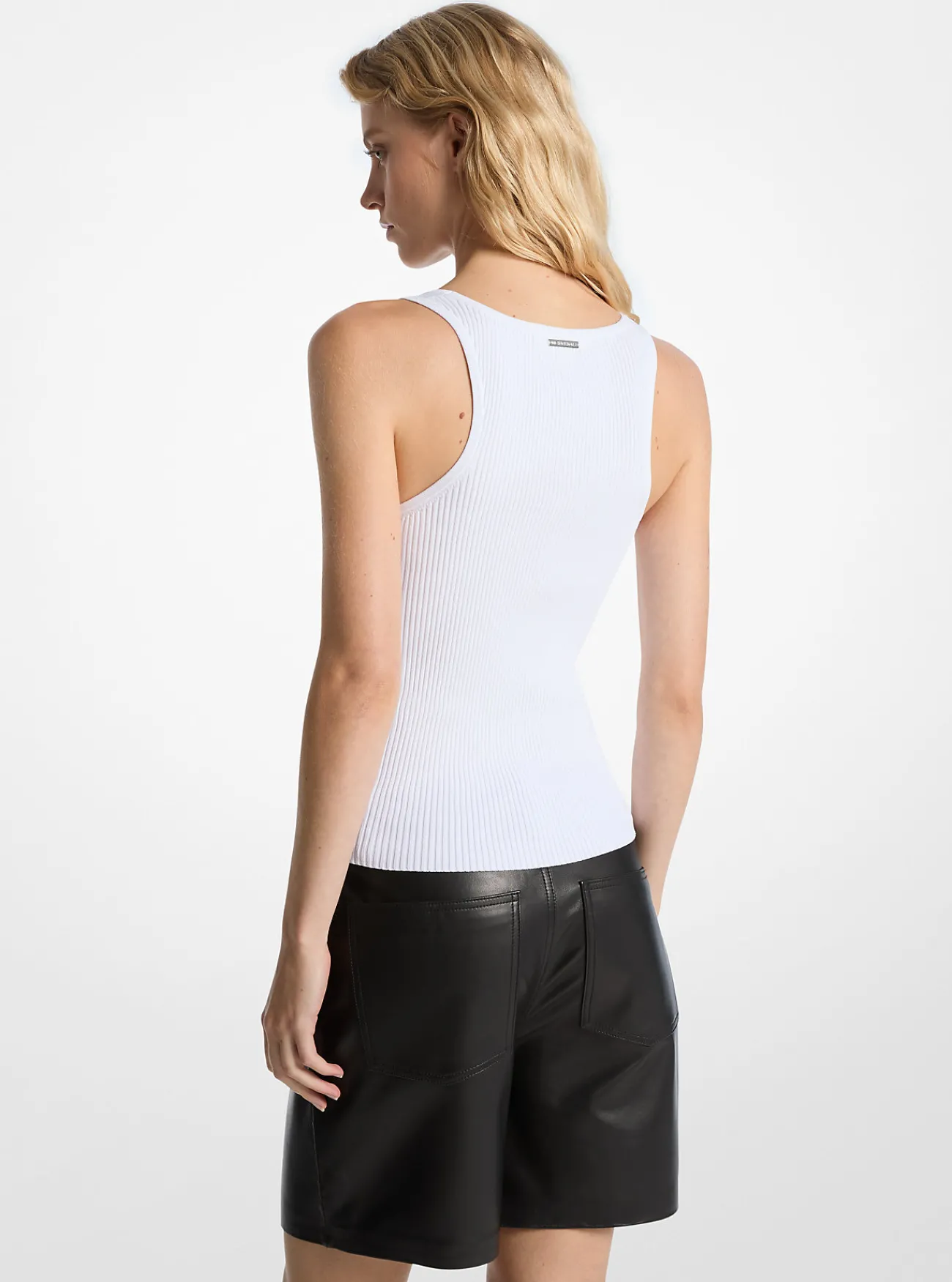 Michael Kors Geribde tanktop met lage ronde hals OPTISCHWIT Clearance