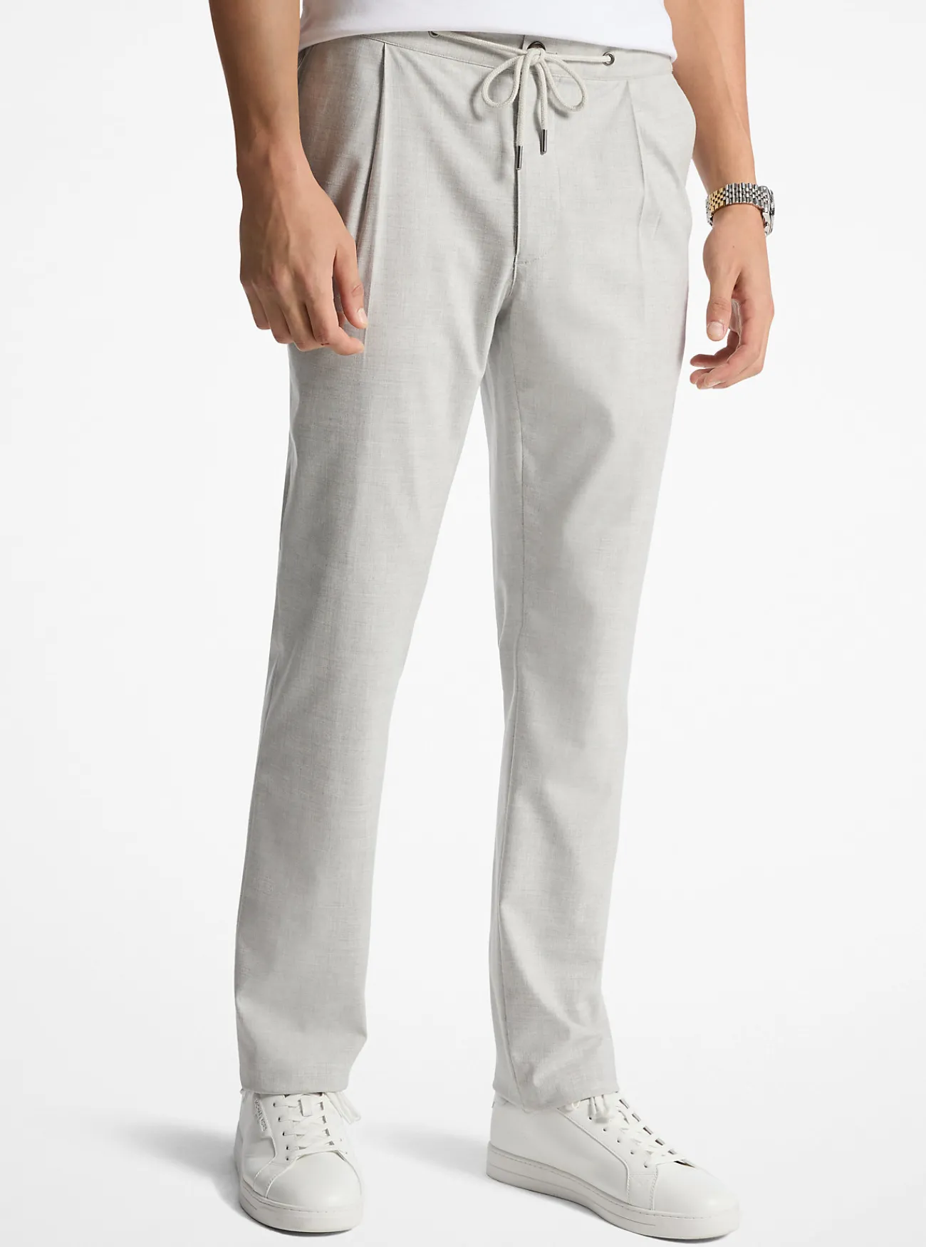Michael Kors Geweven broek met trekkoord PARELGRIJS Outlet