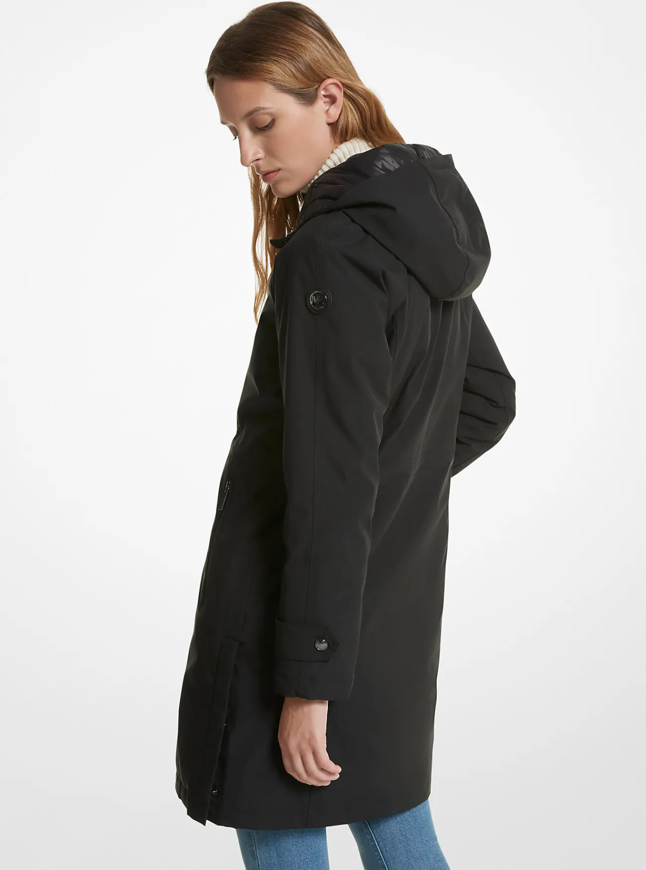 Michael Kors Geweven regenjas met capuchon ZWART Clearance