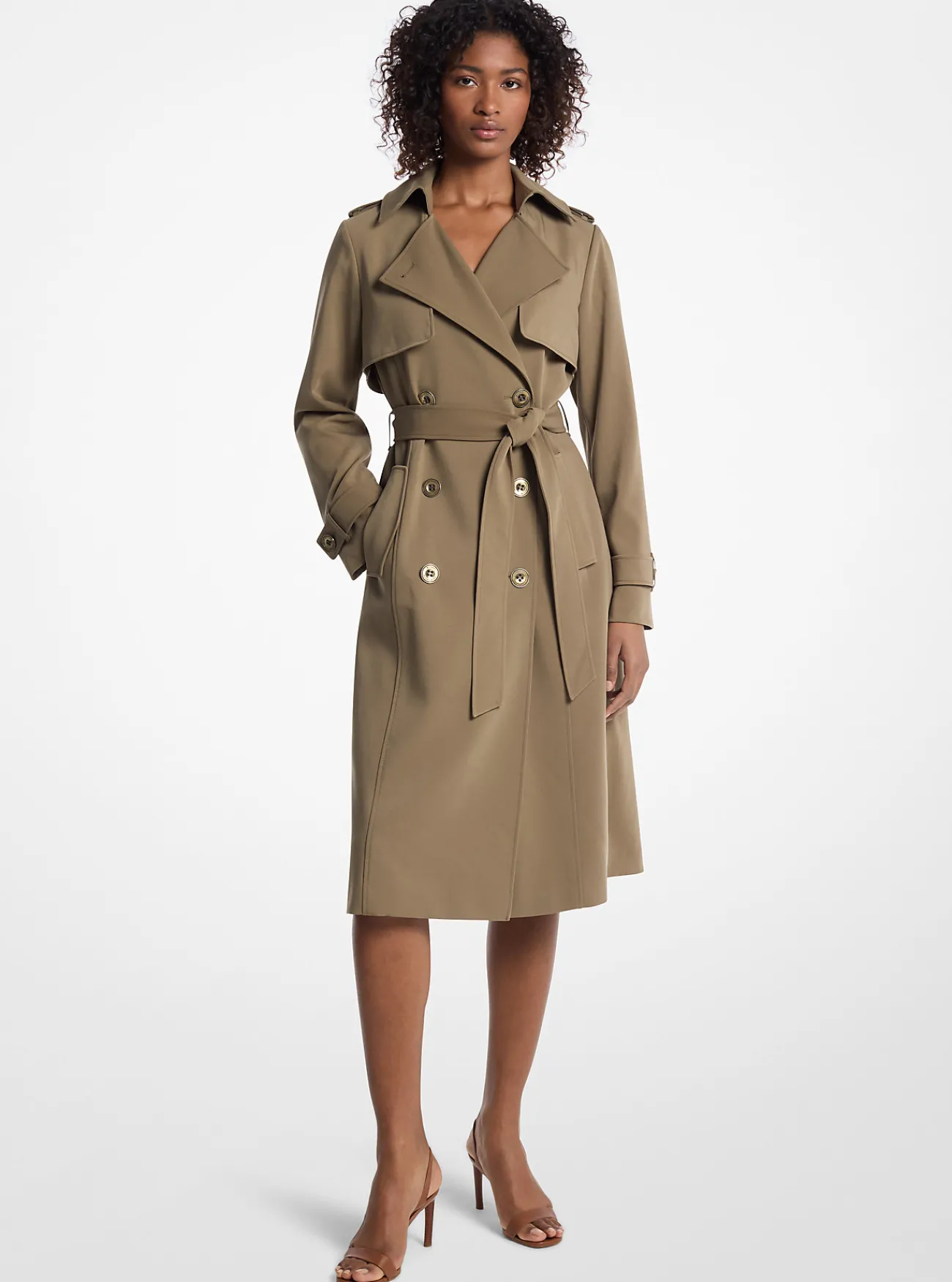 Michael Kors Geweven trenchcoat SAFARIGROEN Outlet