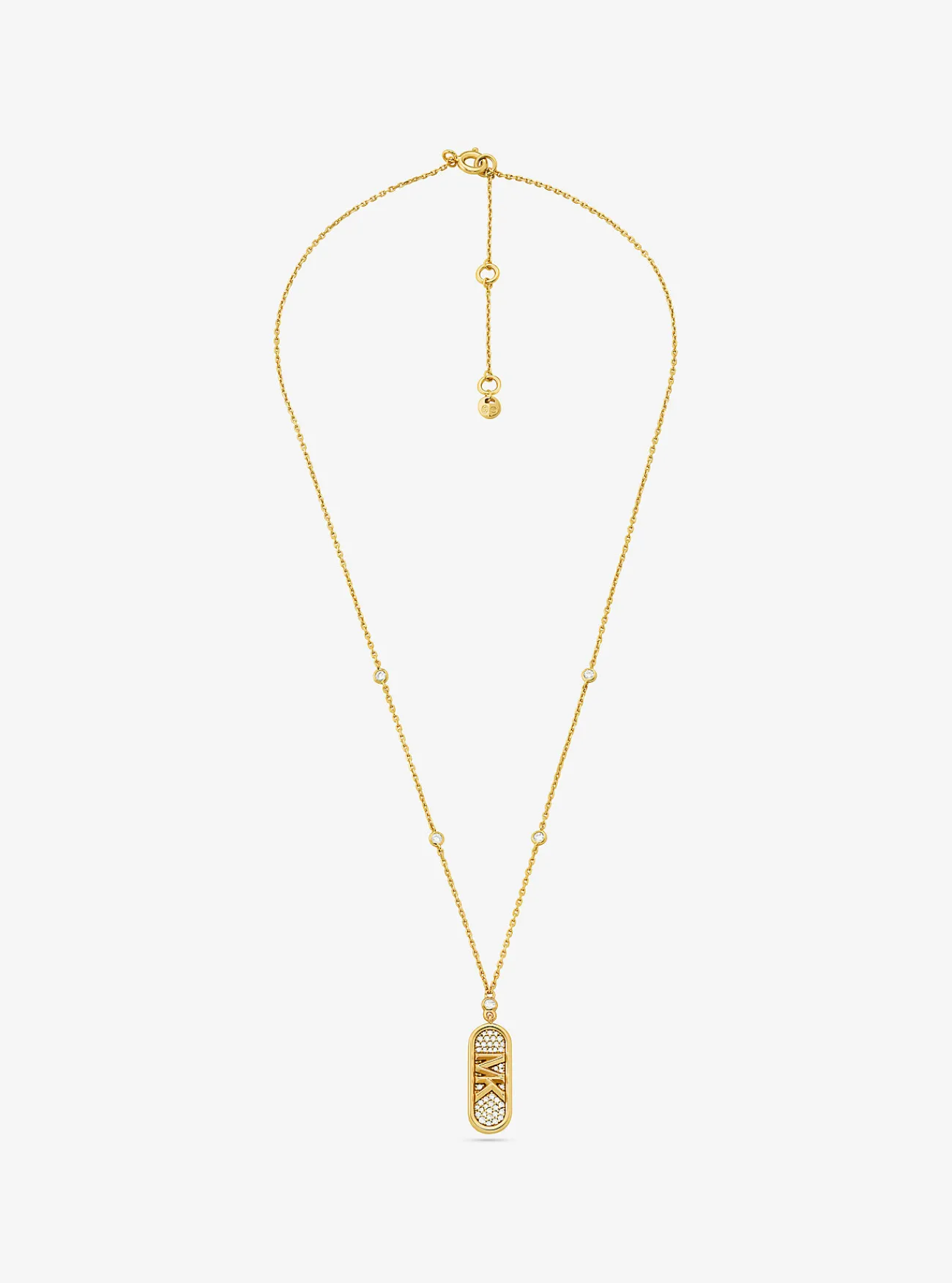 Michael Kors Halsketting van sterlingzilver met plating met edelmetaal, siersteentjes en Empire-logo GOUD Fashion