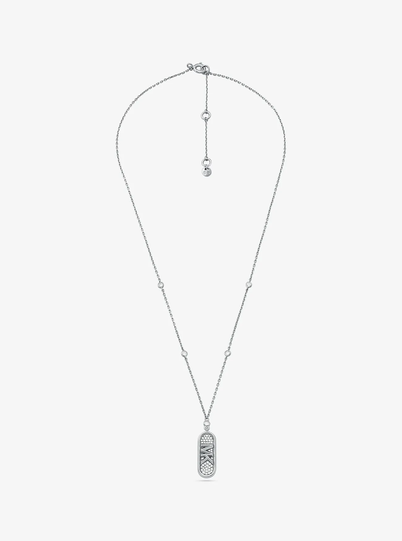 Michael Kors Halsketting van sterling met plating met edelmetaal, siersteentjes en Empire-logo ZILVER Fashion