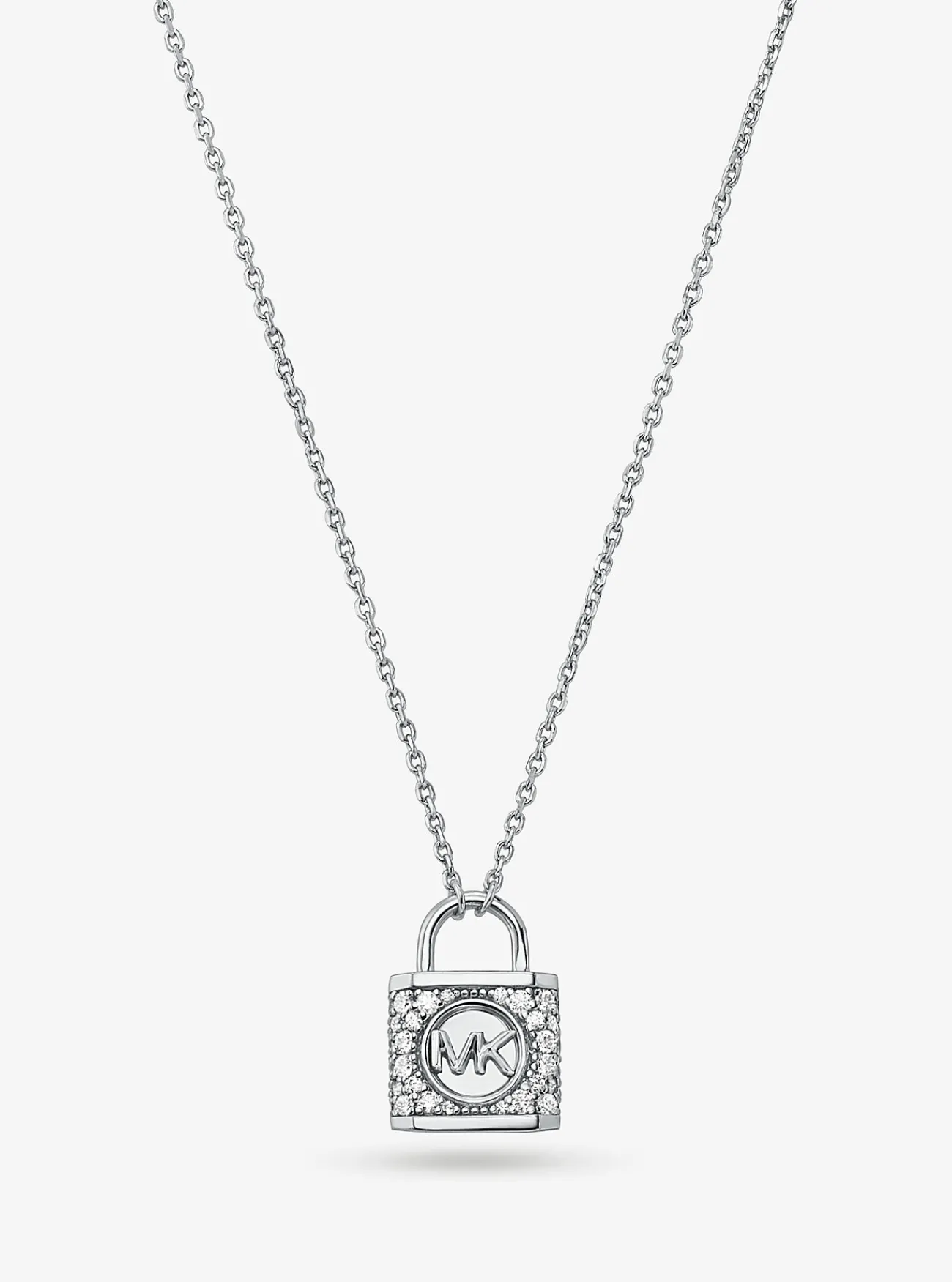 Michael Kors Halsketting van sterling met plating met edelmetaal, siersteentjes en slotje ZILVER Outlet