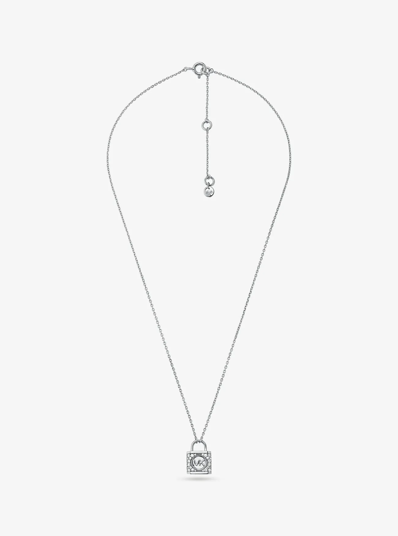 Michael Kors Halsketting van sterling met plating met edelmetaal, siersteentjes en slotje ZILVER Outlet