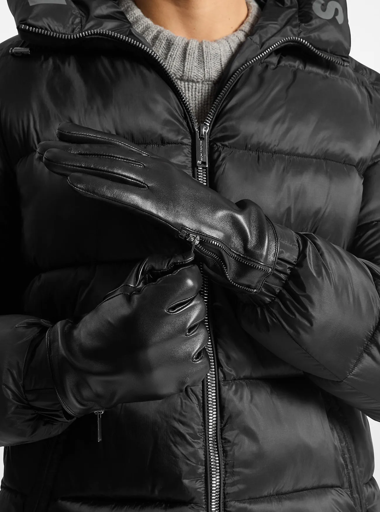 Michael Kors Hanschoenen van leer met rits ZWART Hot