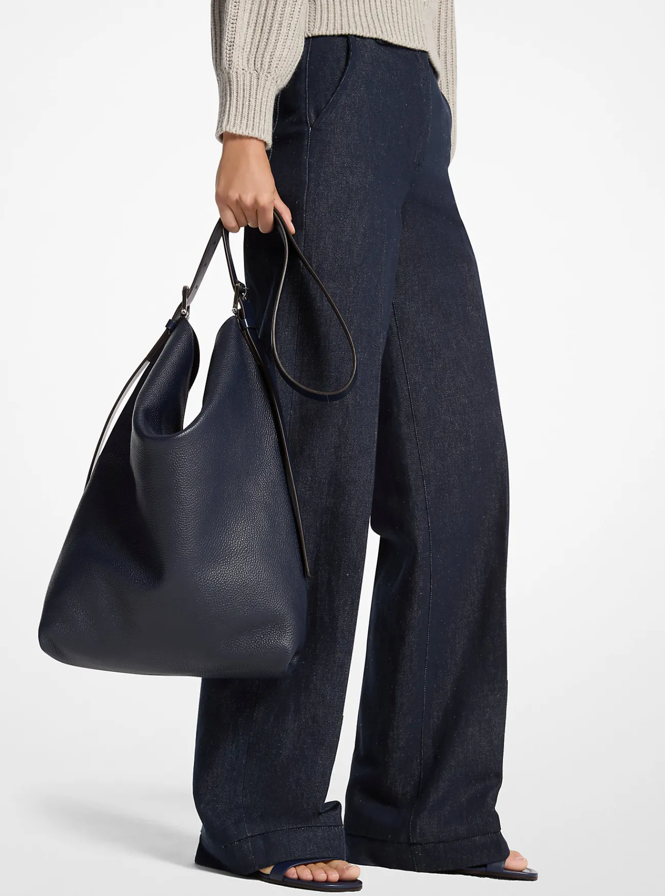 Michael Kors Hobotas Kiera van leer MARITIEM Discount