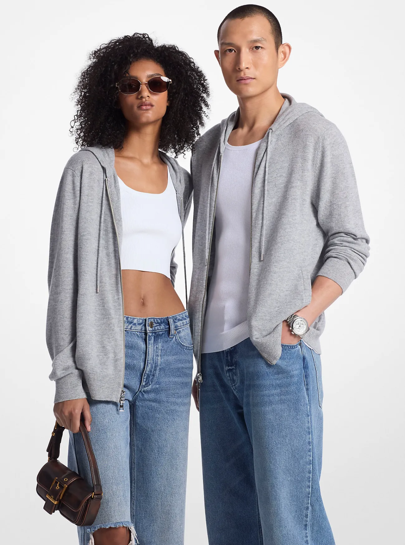 Michael Kors Hoody van een mix van wol en kasjmier, met rits GEM&Ecirc;LEERDGRIJS Fashion