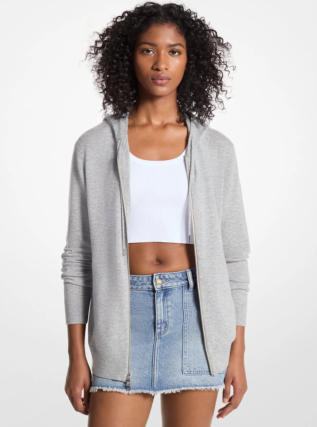 Michael Kors Hoody van een mix van wol en kasjmier, met rits GEM&Ecirc;LEERDGRIJS Fashion