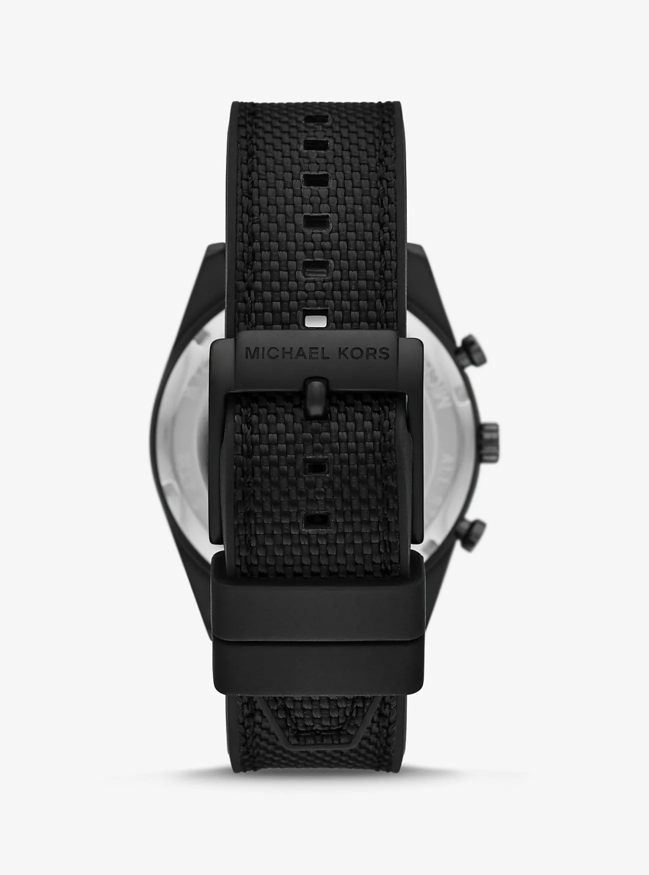 Michael Kors Horloge Accelerator met nylon band, oversized en ZWART Discount