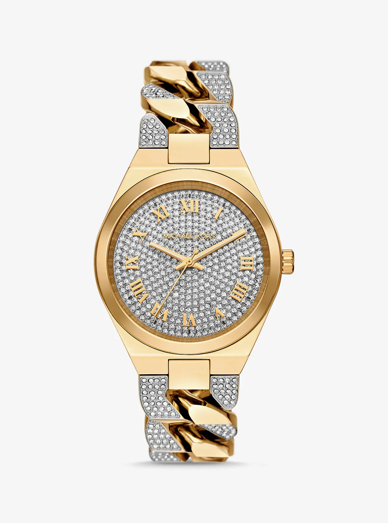 Michael Kors Horloge Lennox met siersteentjes en schakels, kleurig GOUD Best
