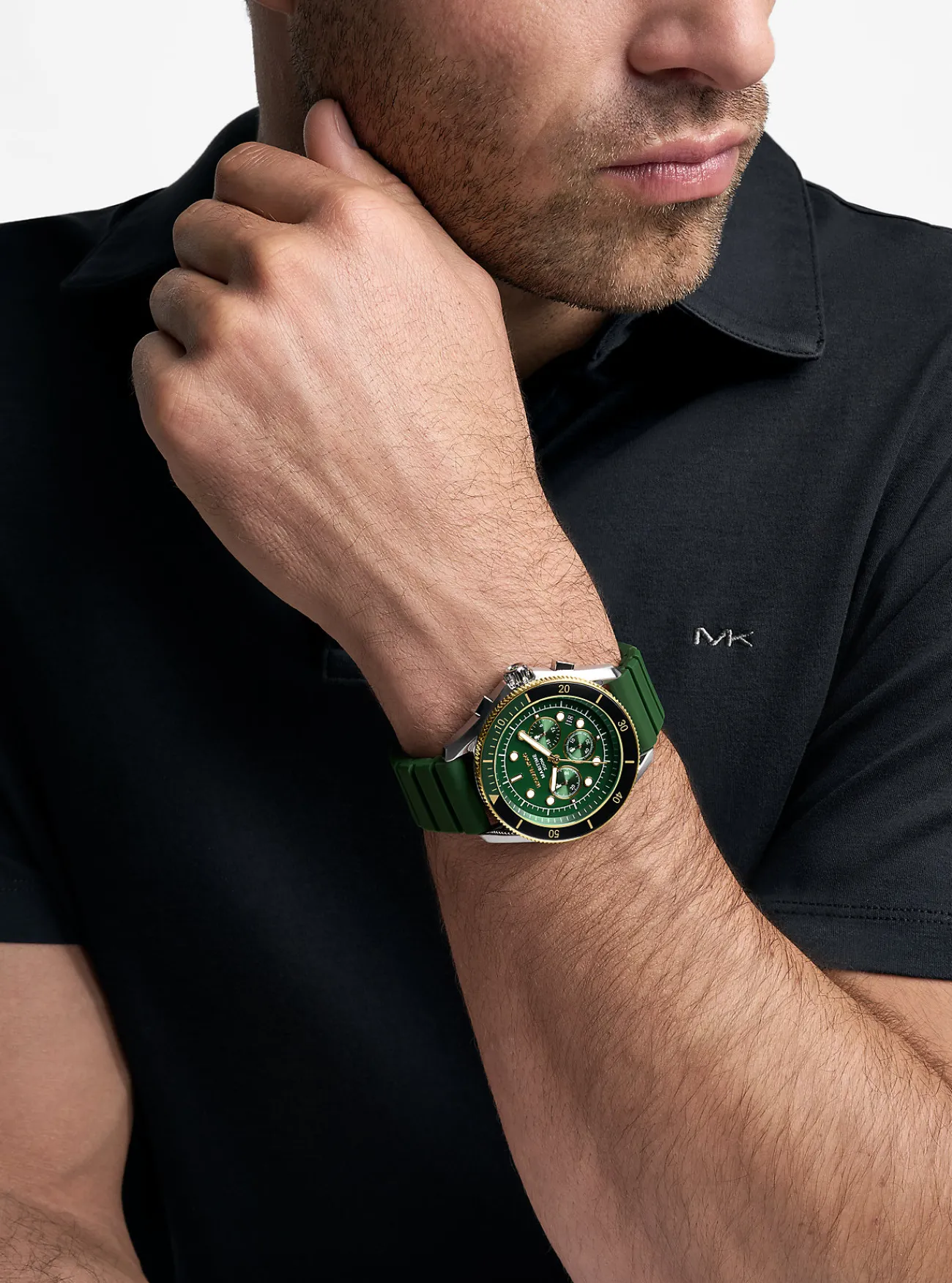 Michael Kors Horloge Maritime met siliconen bandje, oversized en tweekleurig GROEN Discount