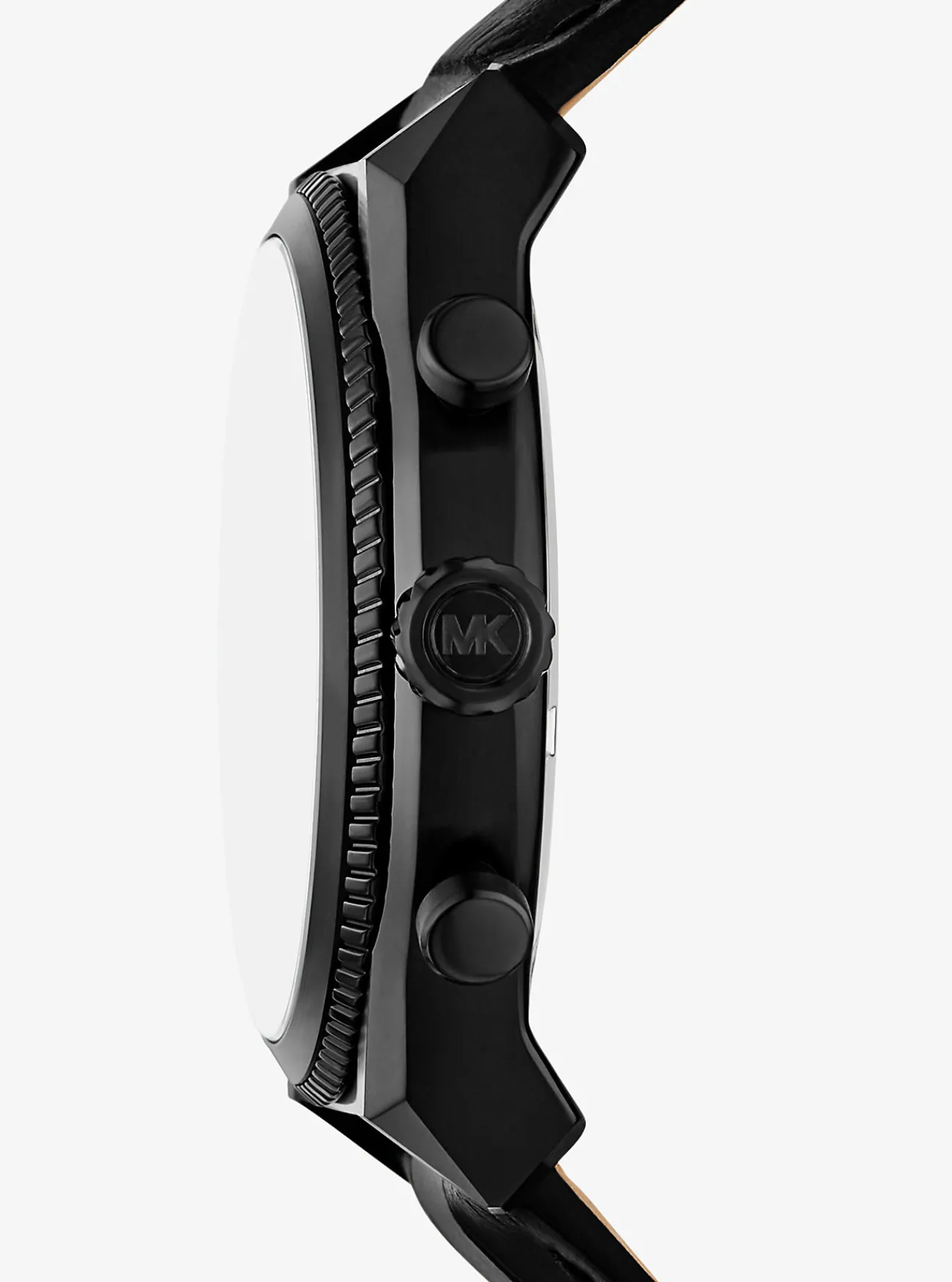 Michael Kors Horloge Panorama met bandje van leer met krokodillenprint in reli&euml;f, en oversized ZWART Best