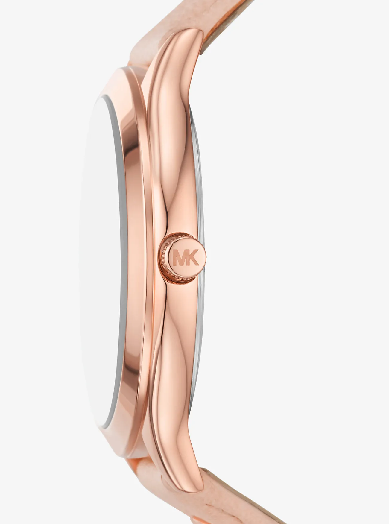 Michael Kors Horloge Slim Runway met leren bandje, ros&eacute;goudkleurig LICHTROZE Clearance