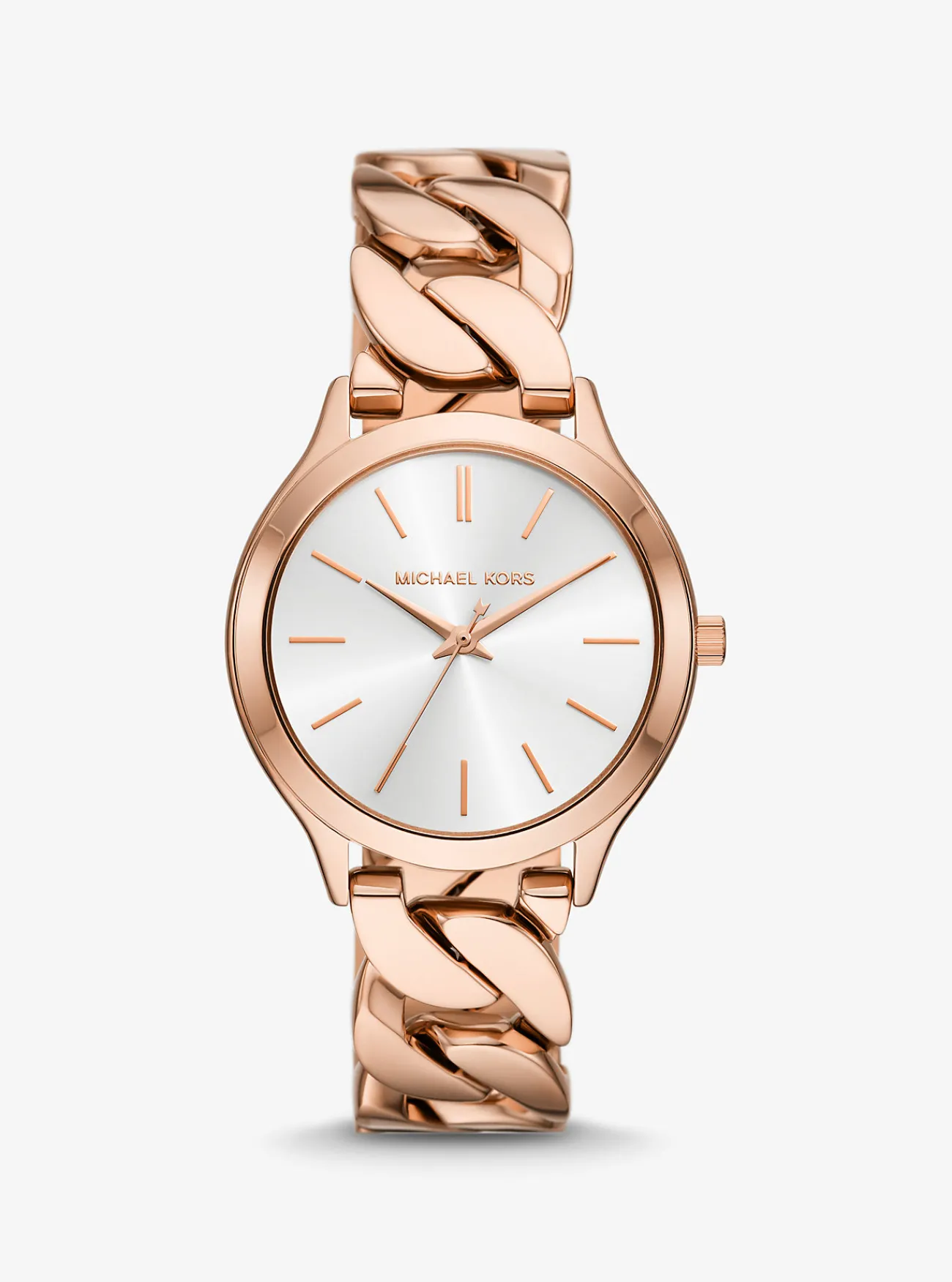 Michael Kors Horloge Slim Runway, kleurig met gevlochten schakels ROS&Eacute;GOUD Discount