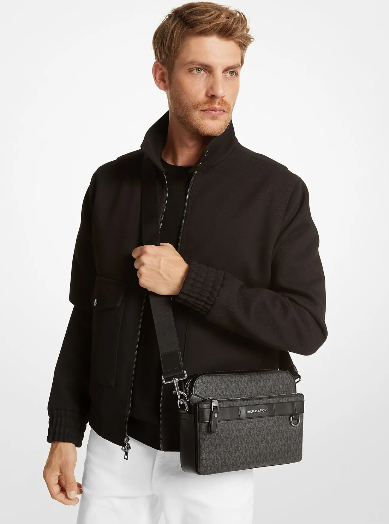 Michael Kors 2-in-1-crossbodytas Hudson met logo ZWART Outlet
