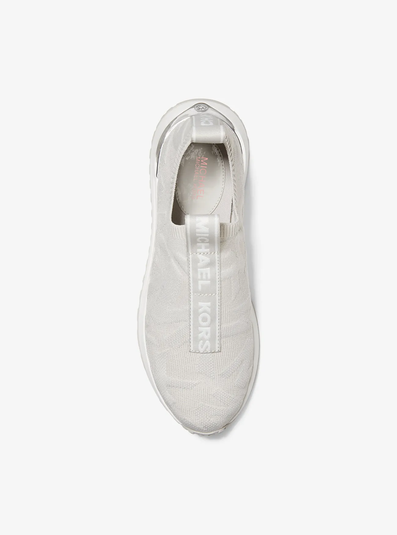 Michael Kors Instapsneaker Bodie van breisel met stretch met logo in reliëf ALUMINIUM Hot