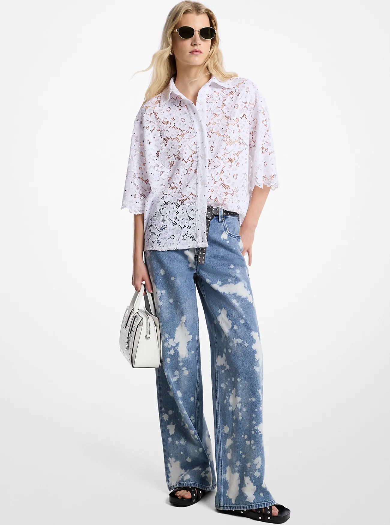 Michael Kors Jeans met wijde pijpen en bleekspetters UNIONMETWASSING Hot