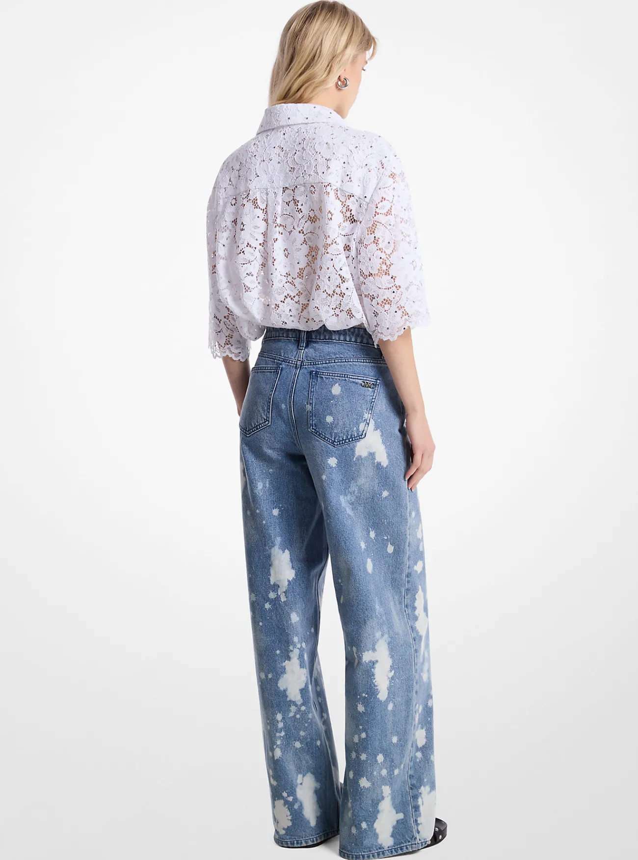 Michael Kors Jeans met wijde pijpen en bleekspetters UNIONMETWASSING Hot