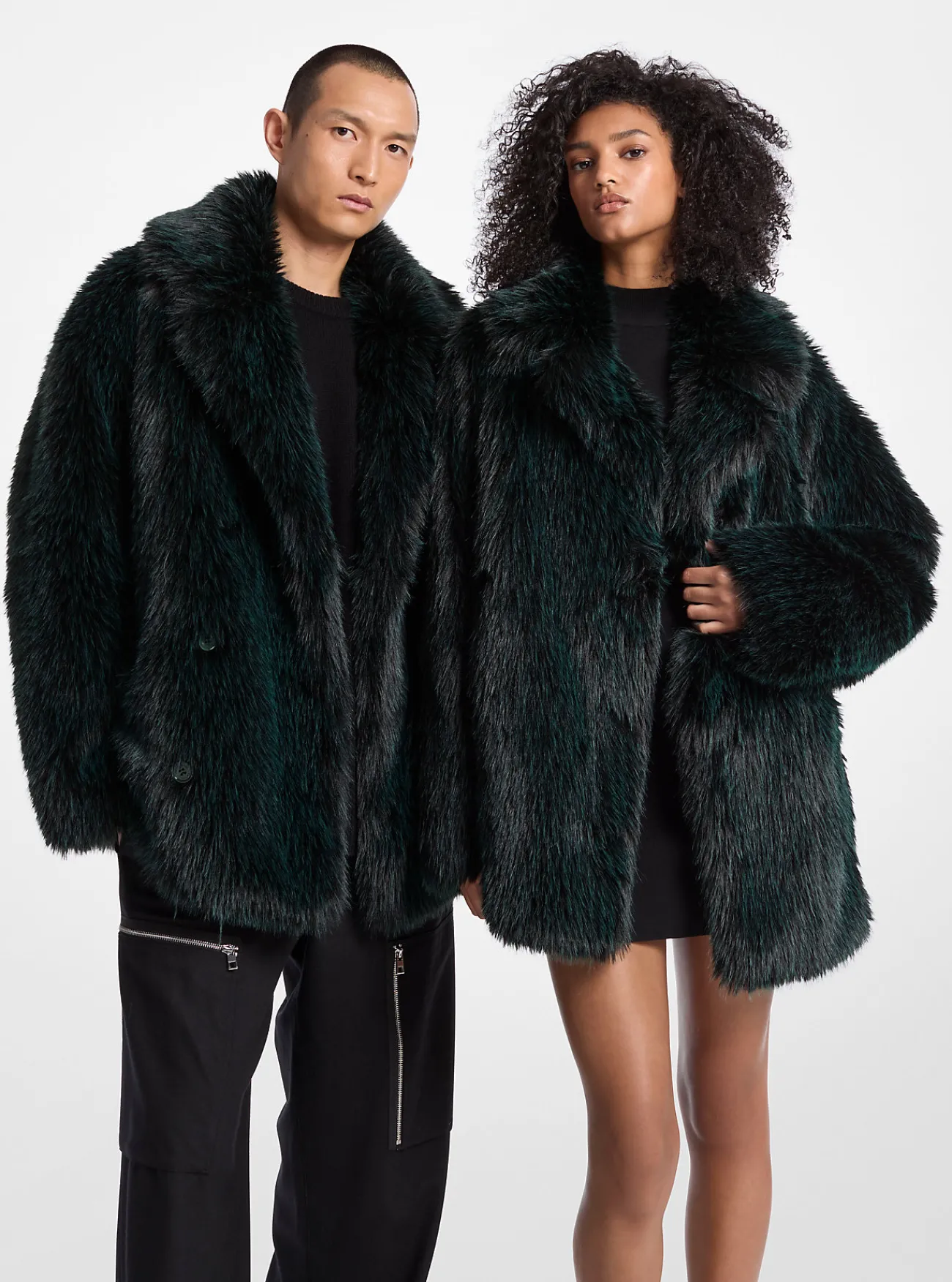 Michael Kors Jekker van imitatiebont DONKERSMARAGDGROEN New