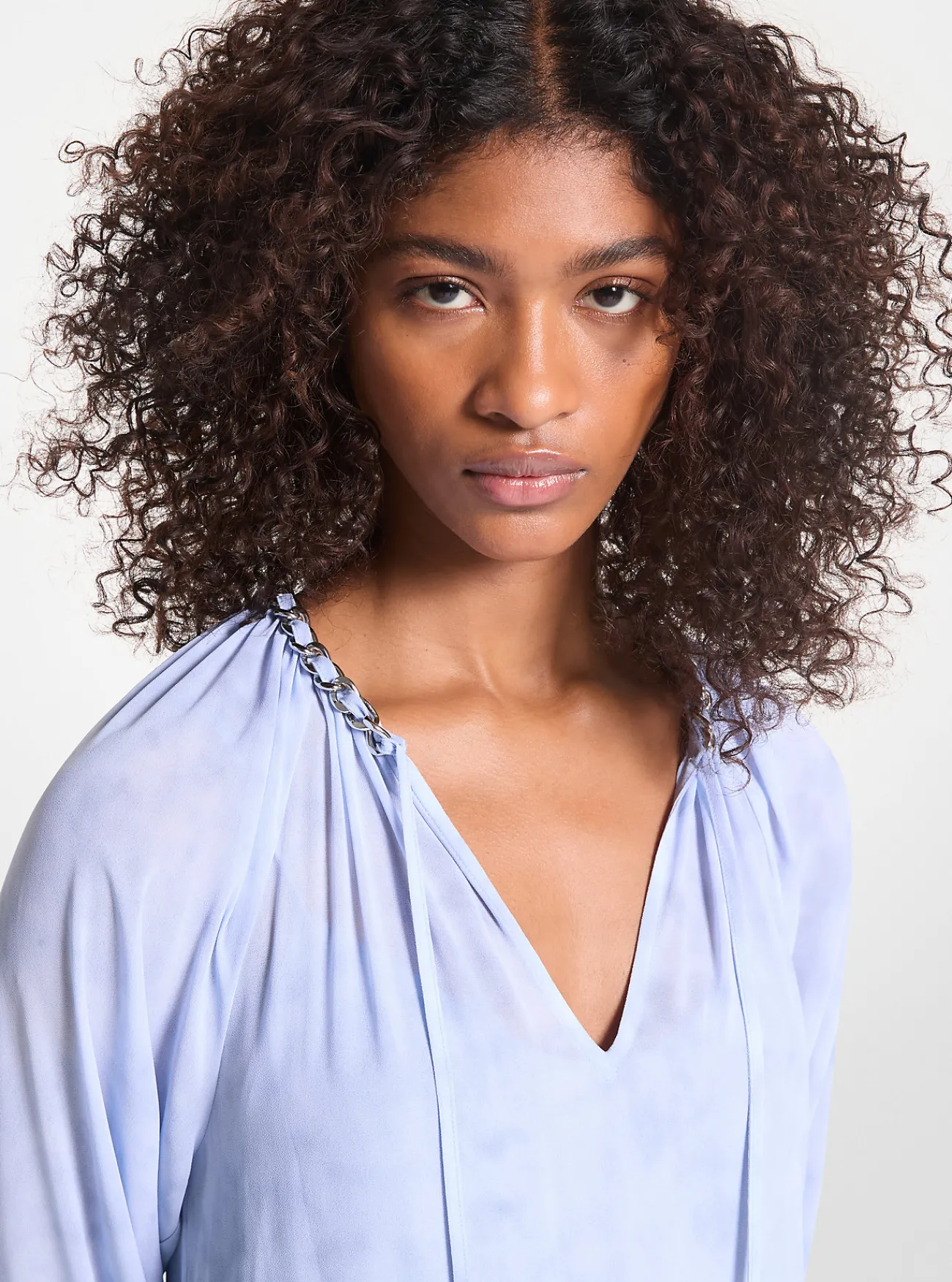 Michael Kors Jurk van crêpe georgette met print en versiering CHAMBRAY Discount