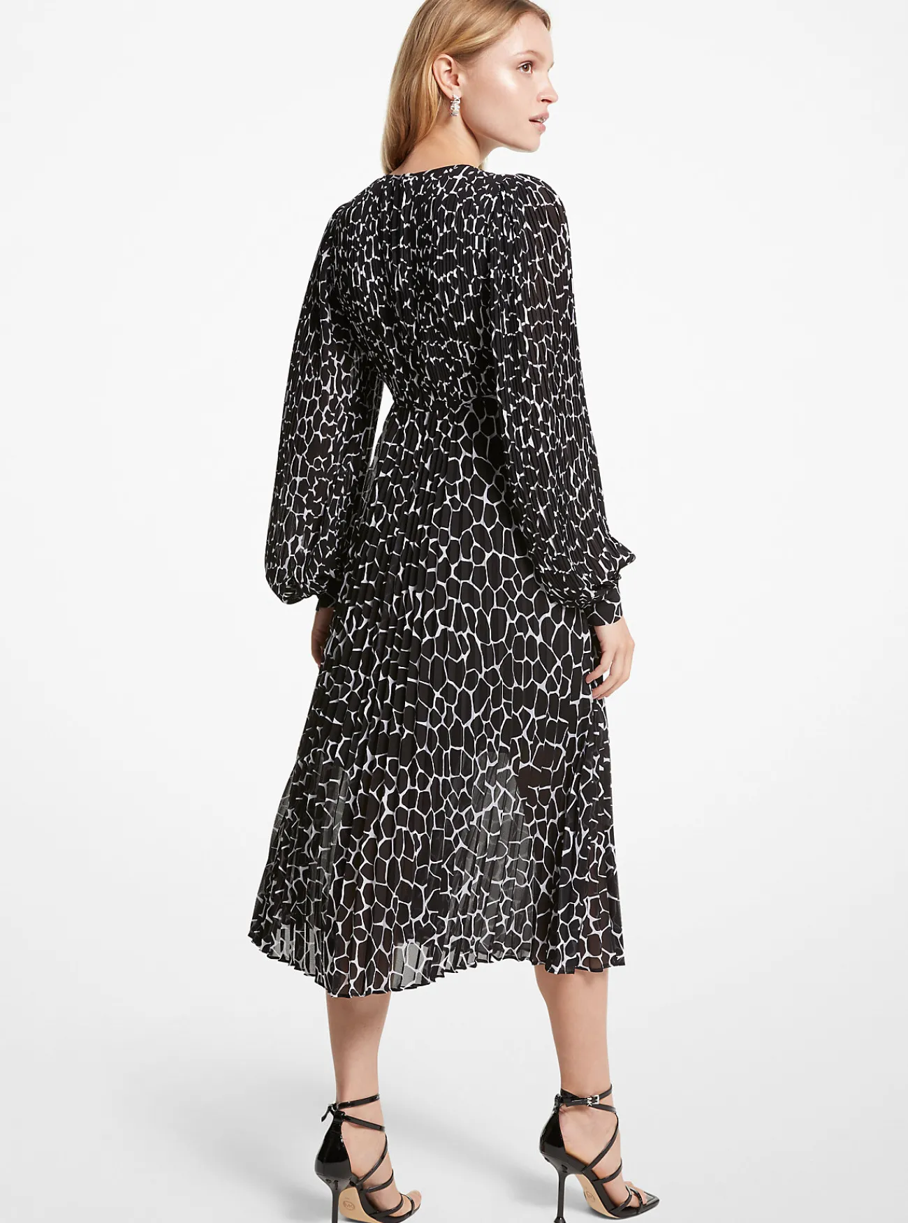 Michael Kors Jurk van cr&ecirc;pe georgette met plooien en dierenprint Best