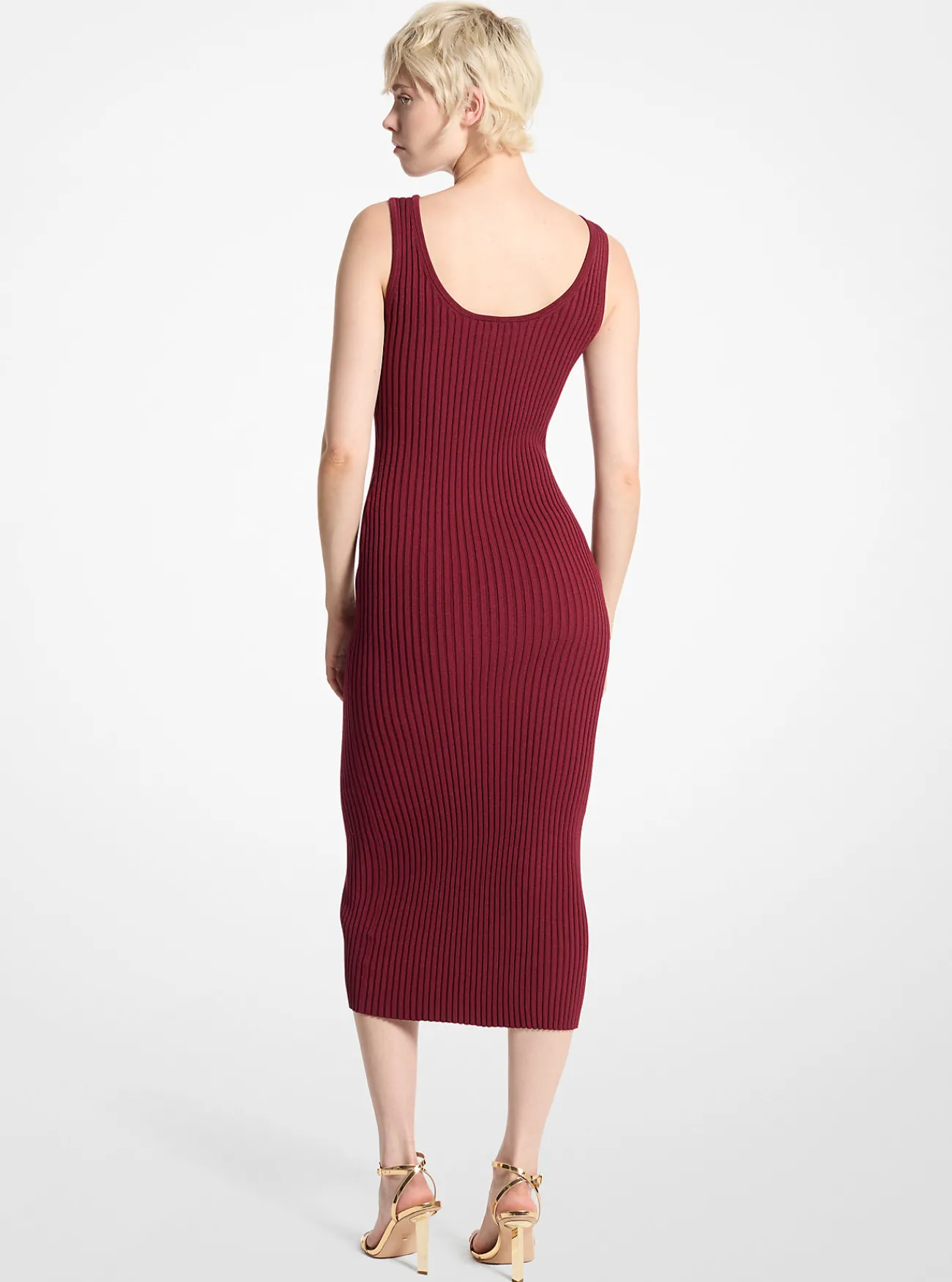 Michael Kors Jurk van geribd stretchbreisel met ritssluiting DONKERBRANDY New