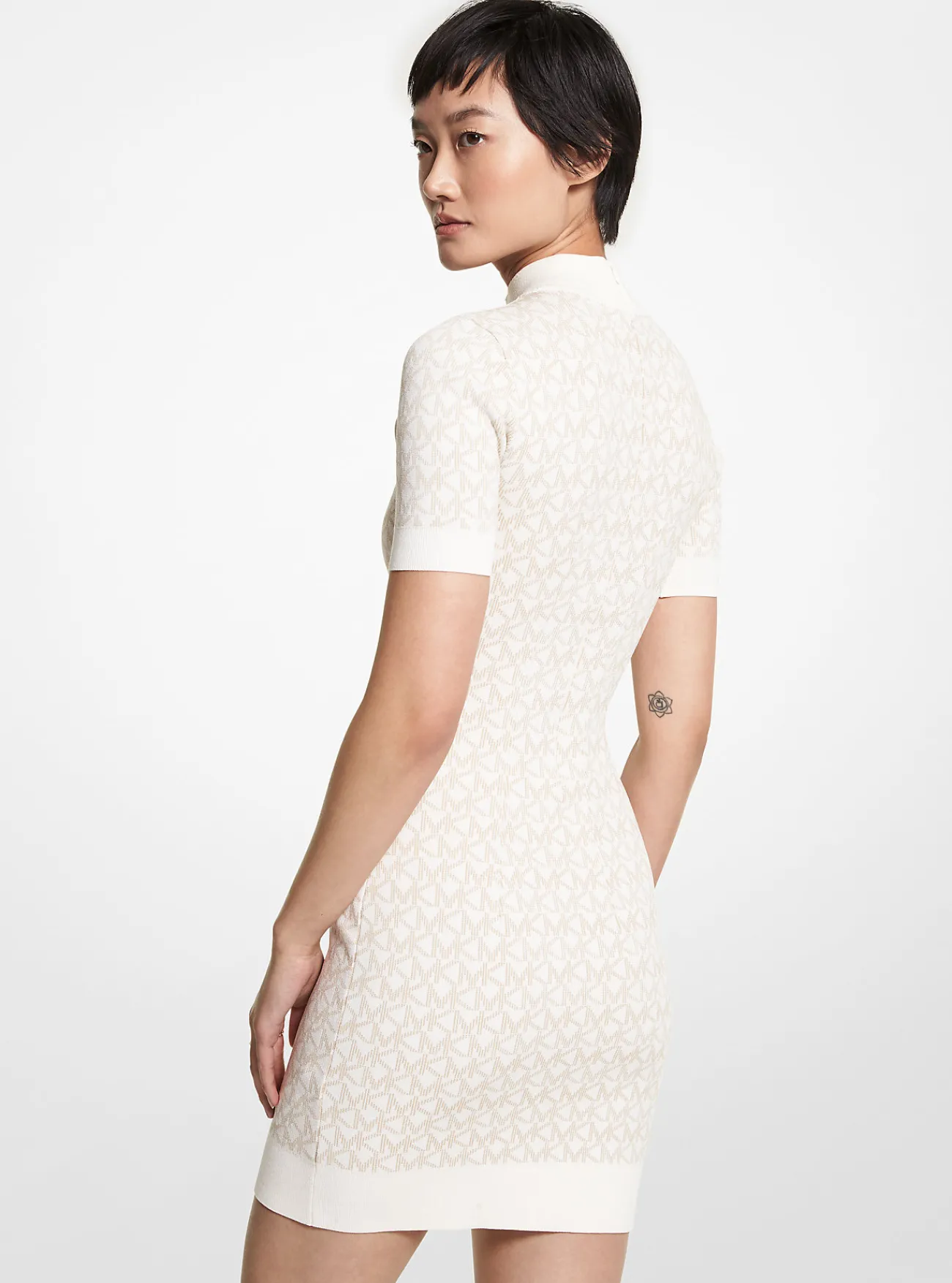 Michael Kors Jurk van jacquard met hoge aansluitende hals en logo BOT Fashion