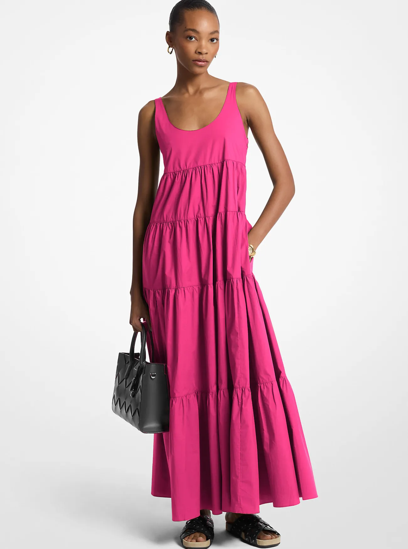 Michael Kors Jurk van katoen met stretch en stroken [3468] Discount