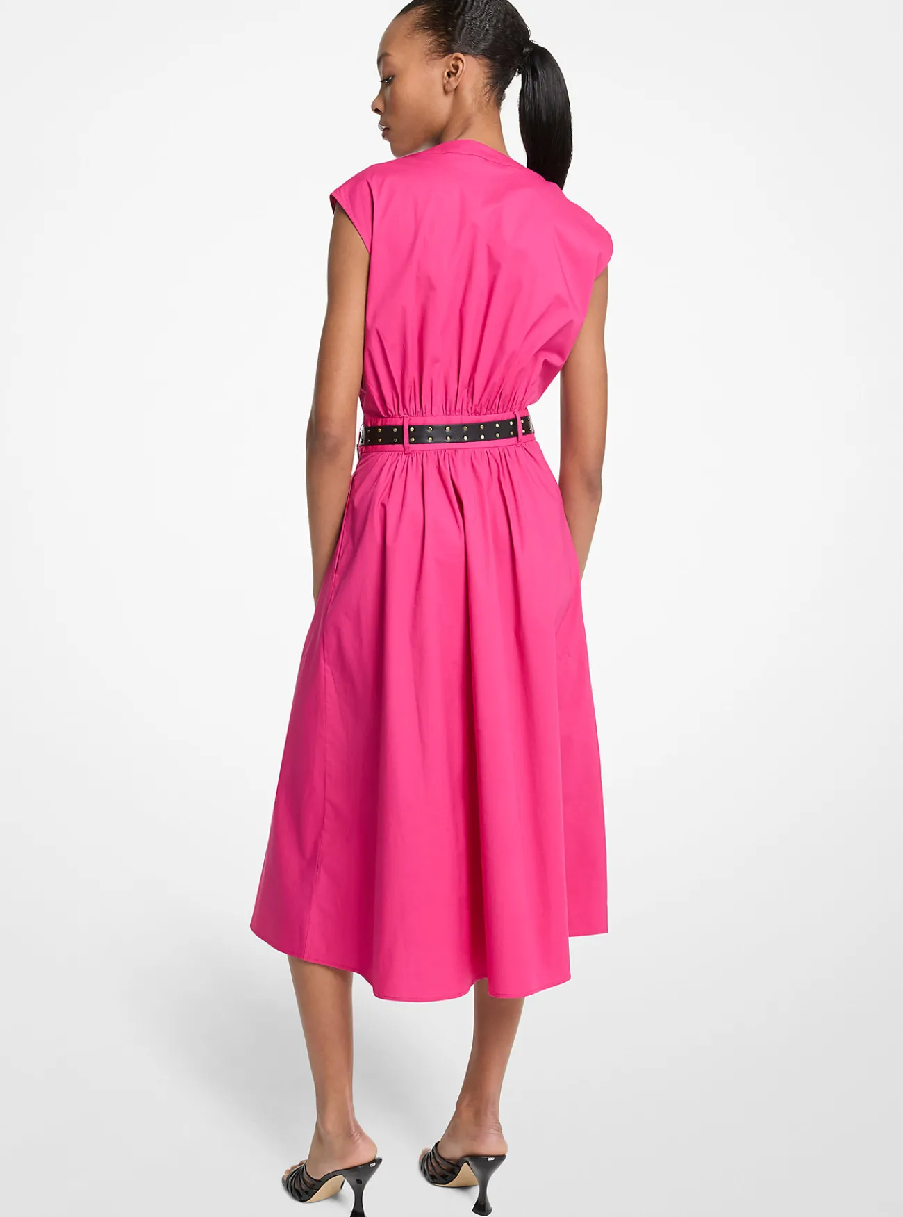 Michael Kors Jurk van katoenpopeline met stretch en riem [3468] Best