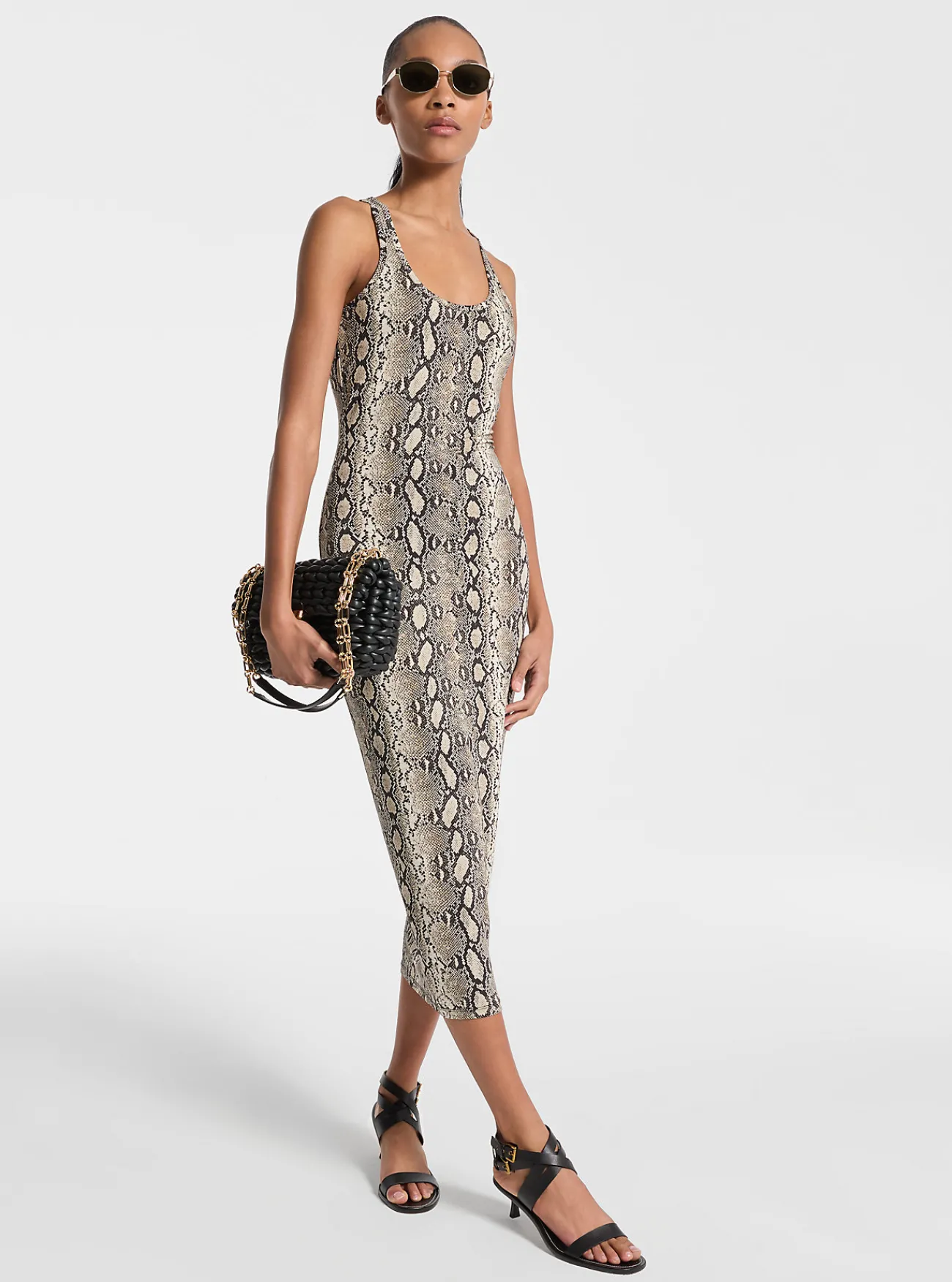 Michael Kors Jurk van stretchjersey met slangenprint en racerback [3466] Online
