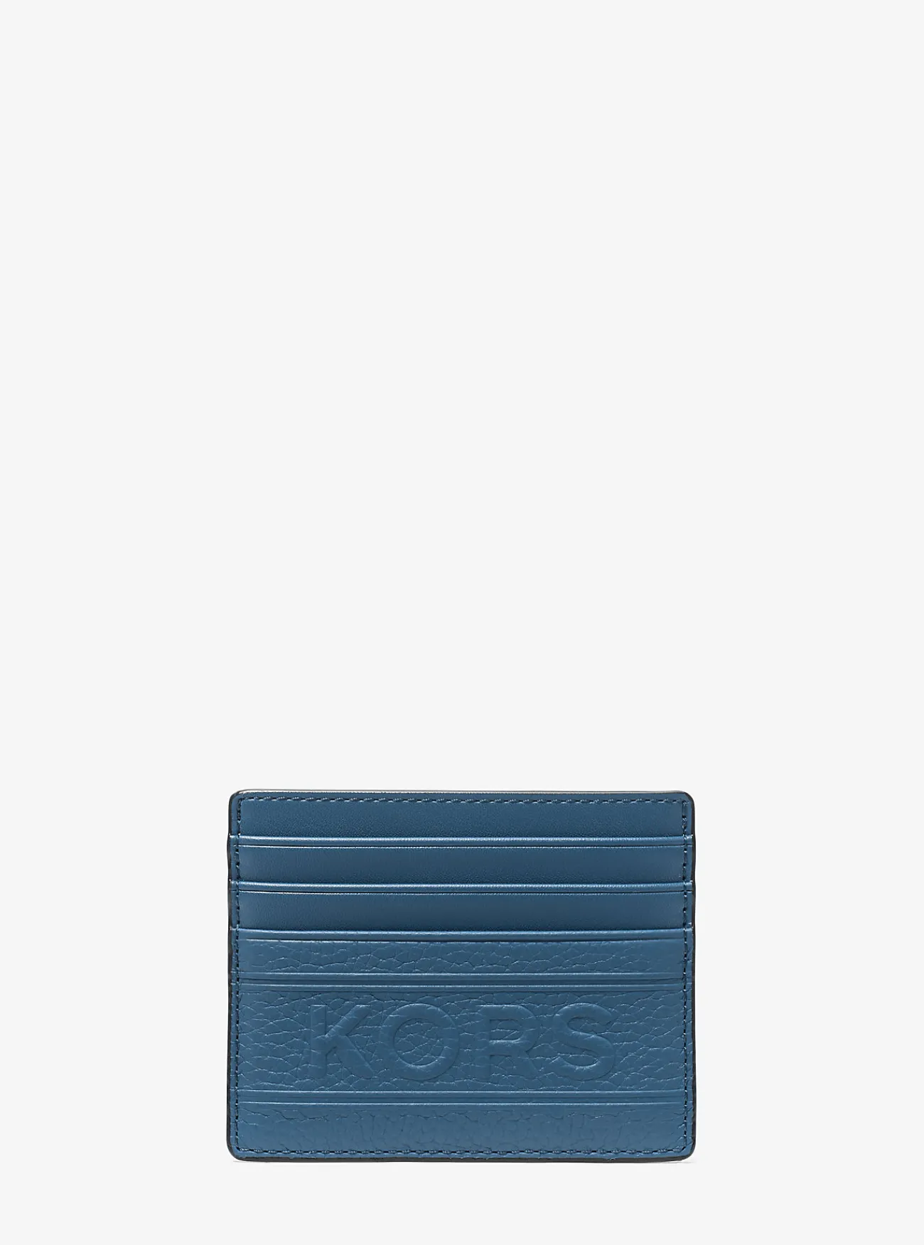 Michael Kors Kaarthouder Hudson van getrommeld leer met reli&euml;f, lang DONKERCHAMBRAY Hot
