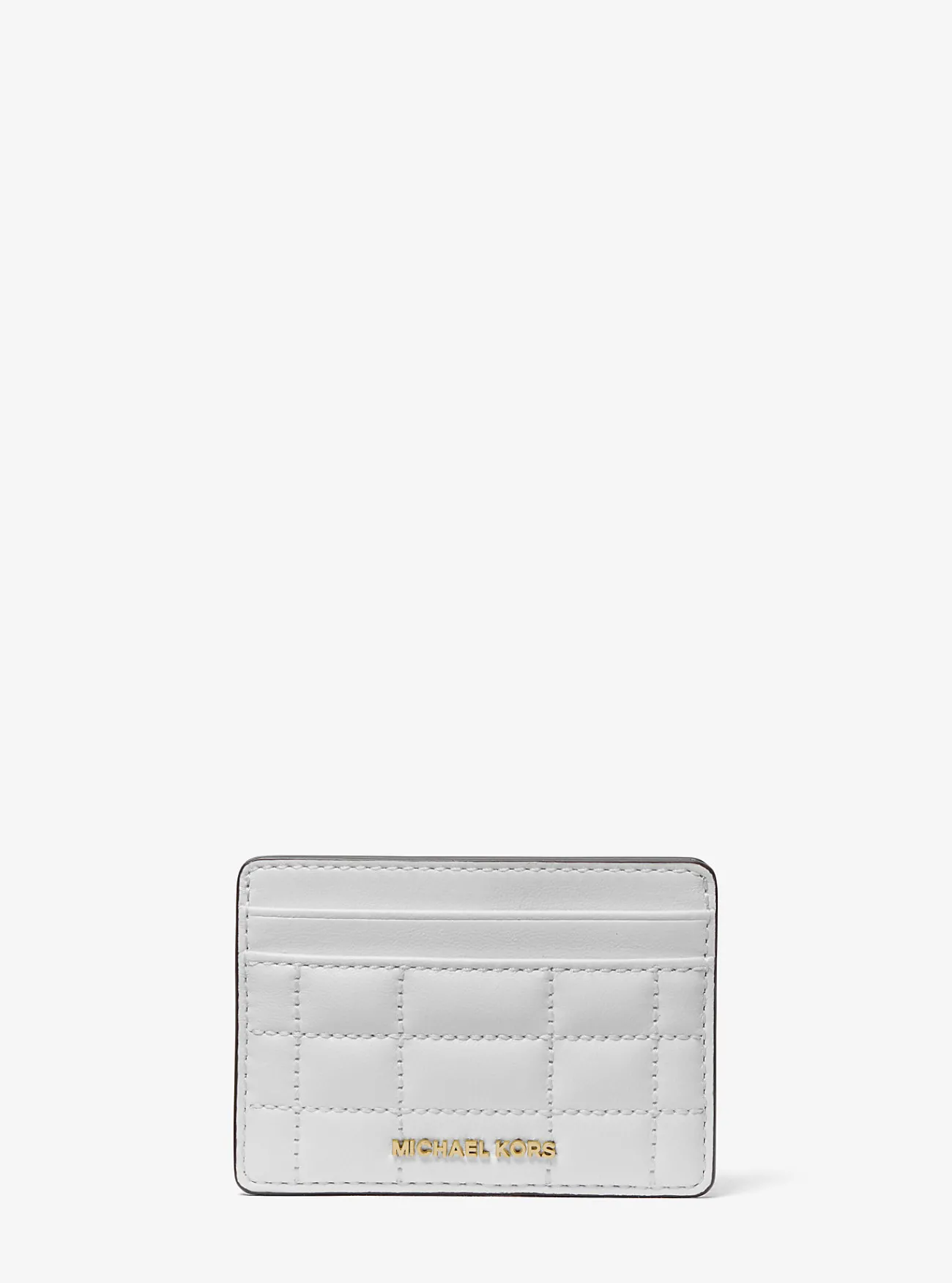 Michael Kors Kaarthouder Jet Set van doorgestikt leer OPTISCHWIT Outlet