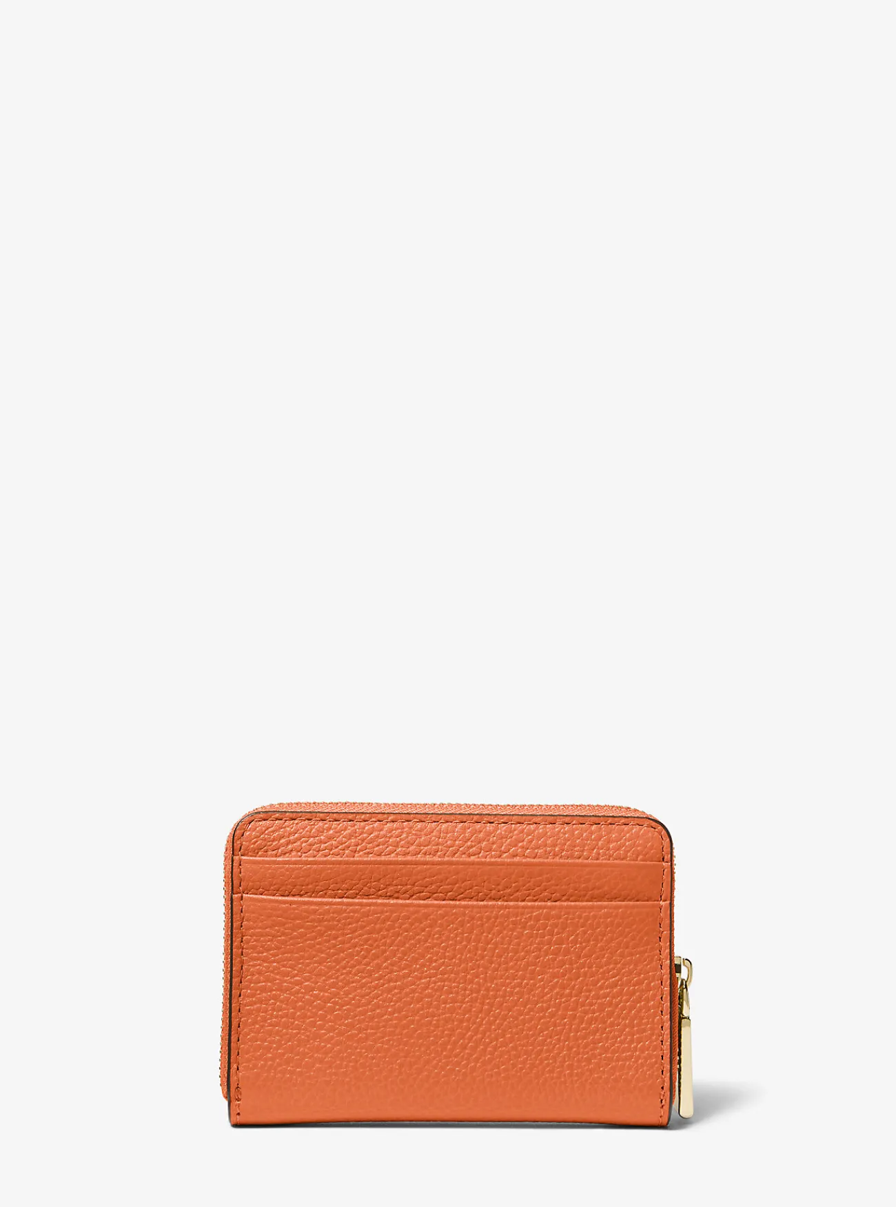 Michael Kors Kaarthouder Jet Set van getrommeld leer met rits rondom, klein ORANJEPUNCH Online