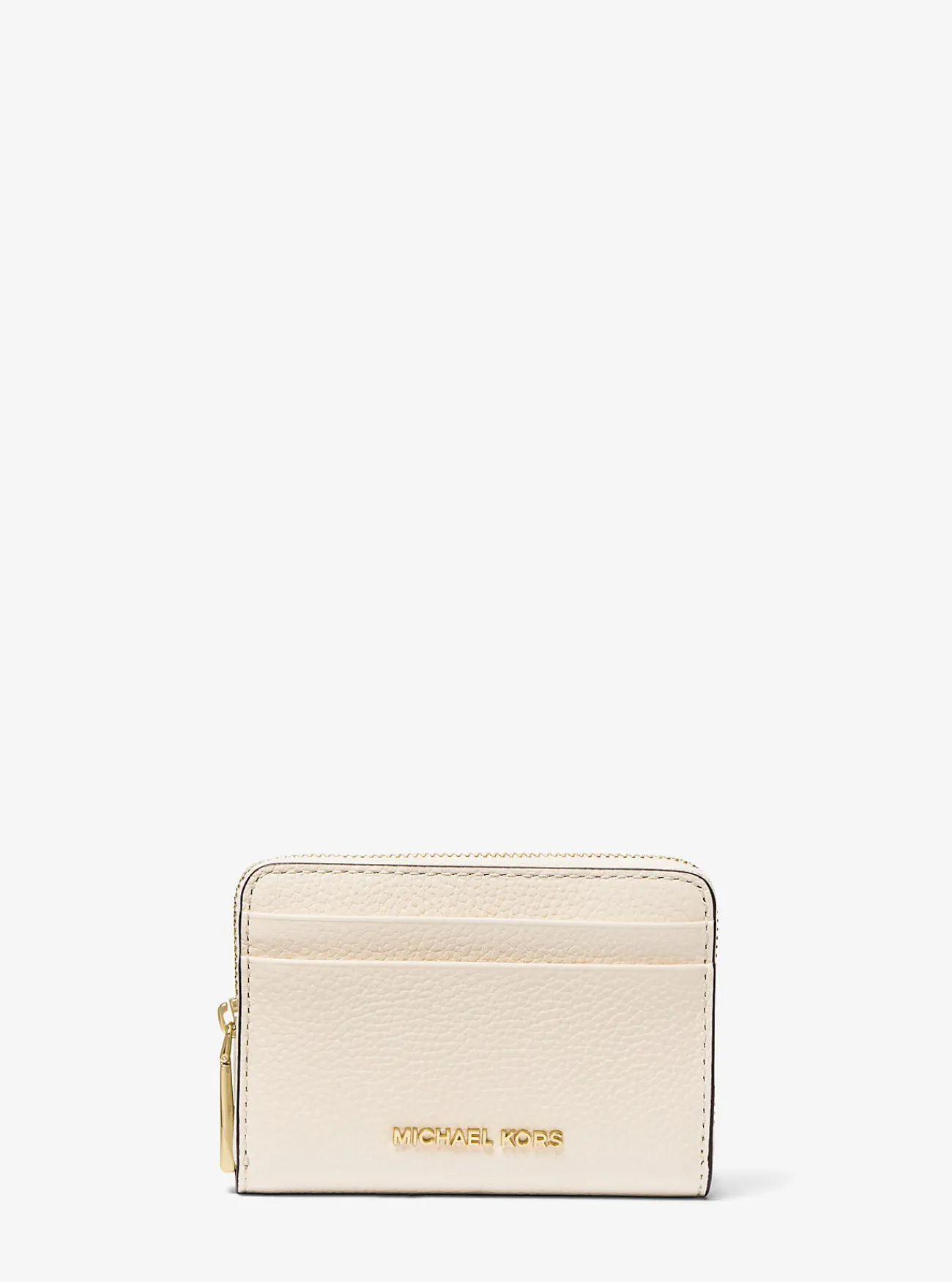 Michael Kors Kaarthouder Jet Set van getrommeld leer met rits rondom, klein LICHTCR&Egrave;ME Outlet