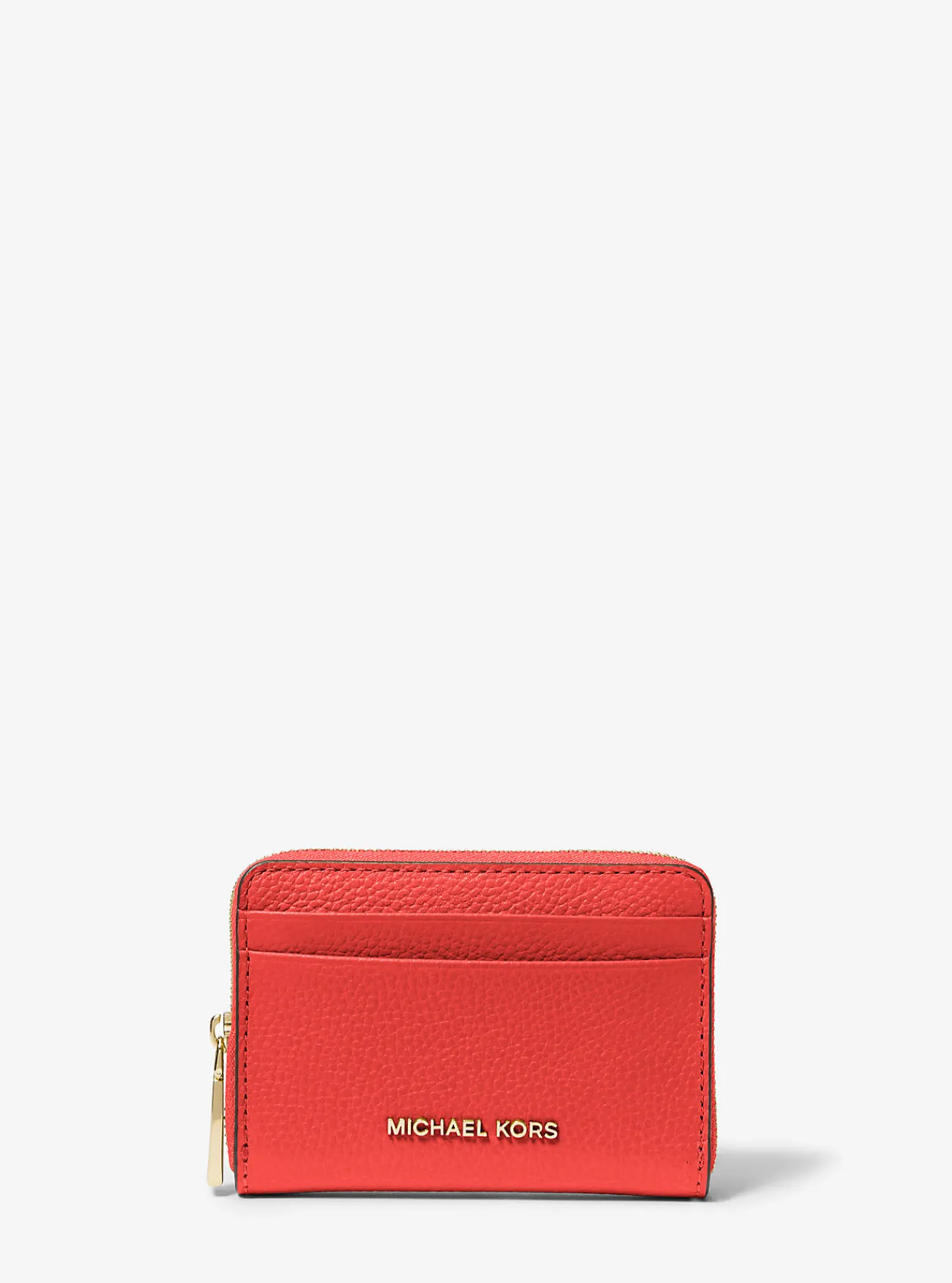 Michael Kors Kaarthouder Jet Set van getrommeld leer met rits rondom, klein GEBRANDSIENNA Sale
