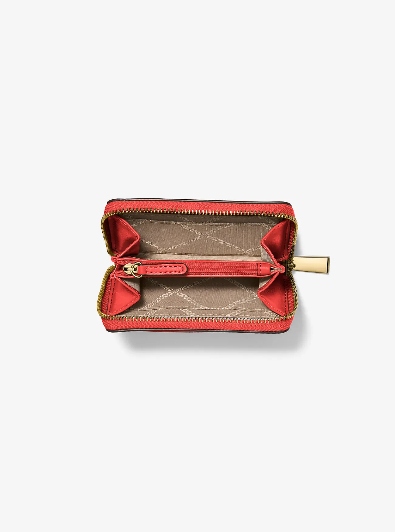 Michael Kors Kaarthouder Jet Set van getrommeld leer met rits rondom, klein GEBRANDSIENNA Sale