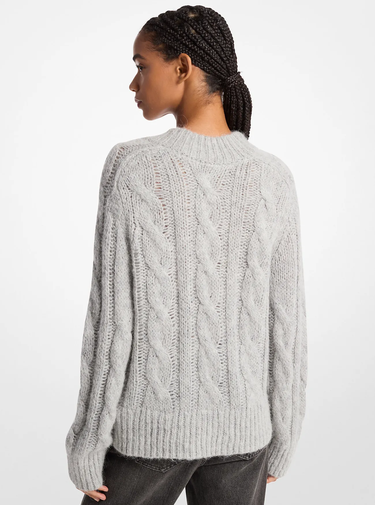 Michael Kors Kabelgebreide sweater van alpacawolmix PARELGEM&Ecirc;LEERD Sale