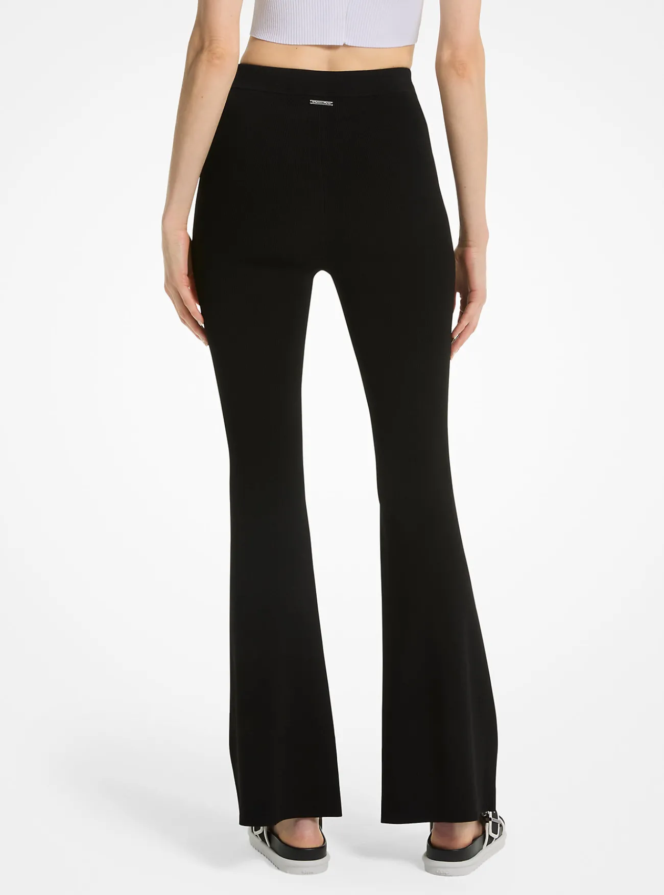 Michael Kors Legging van breisel met stretch, wijduitlopend ZWART Sale
